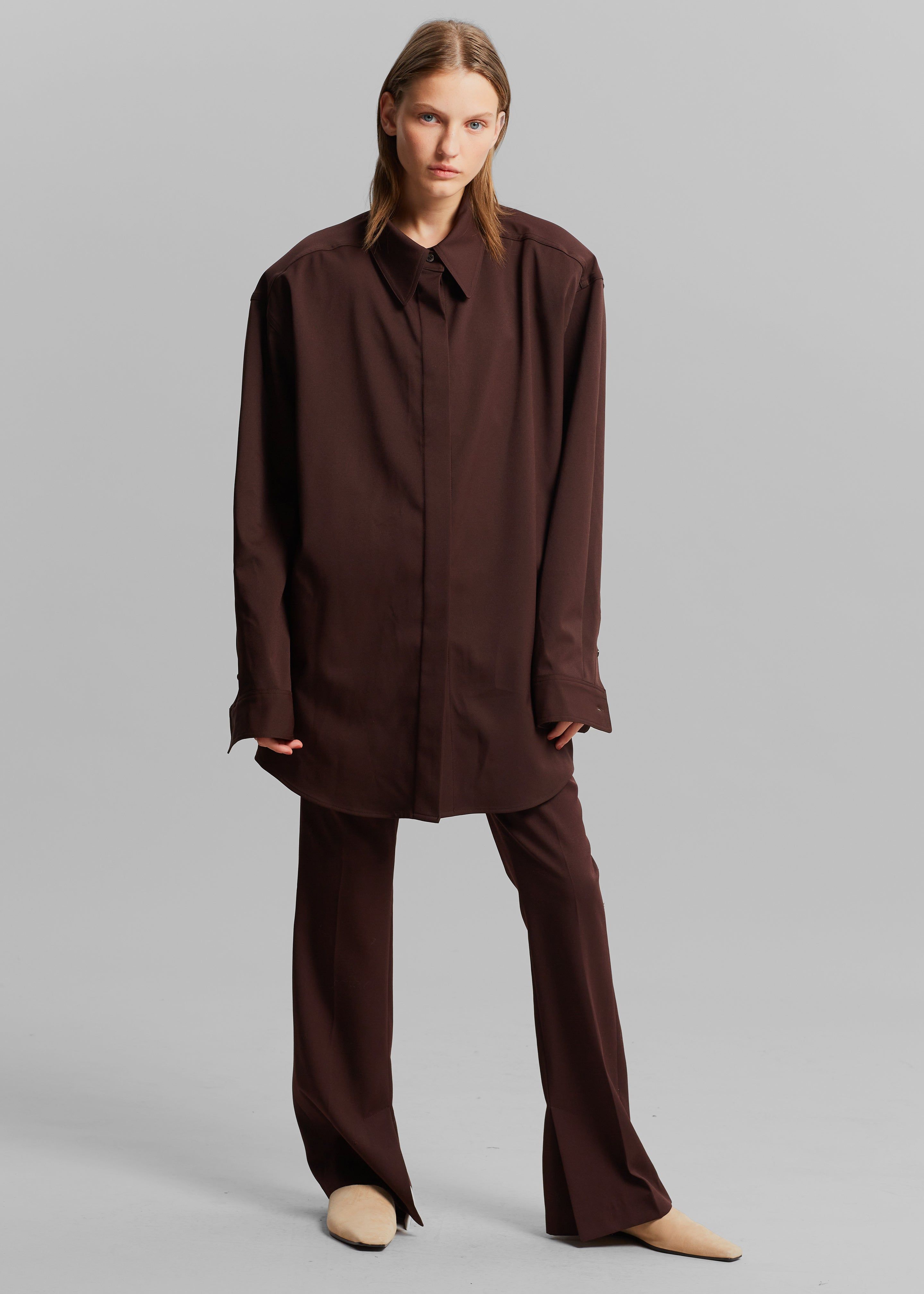Lio Detachable Padded Shoulder Shirt - Chocolate sold by Frankie Shop product image thumbnail 2