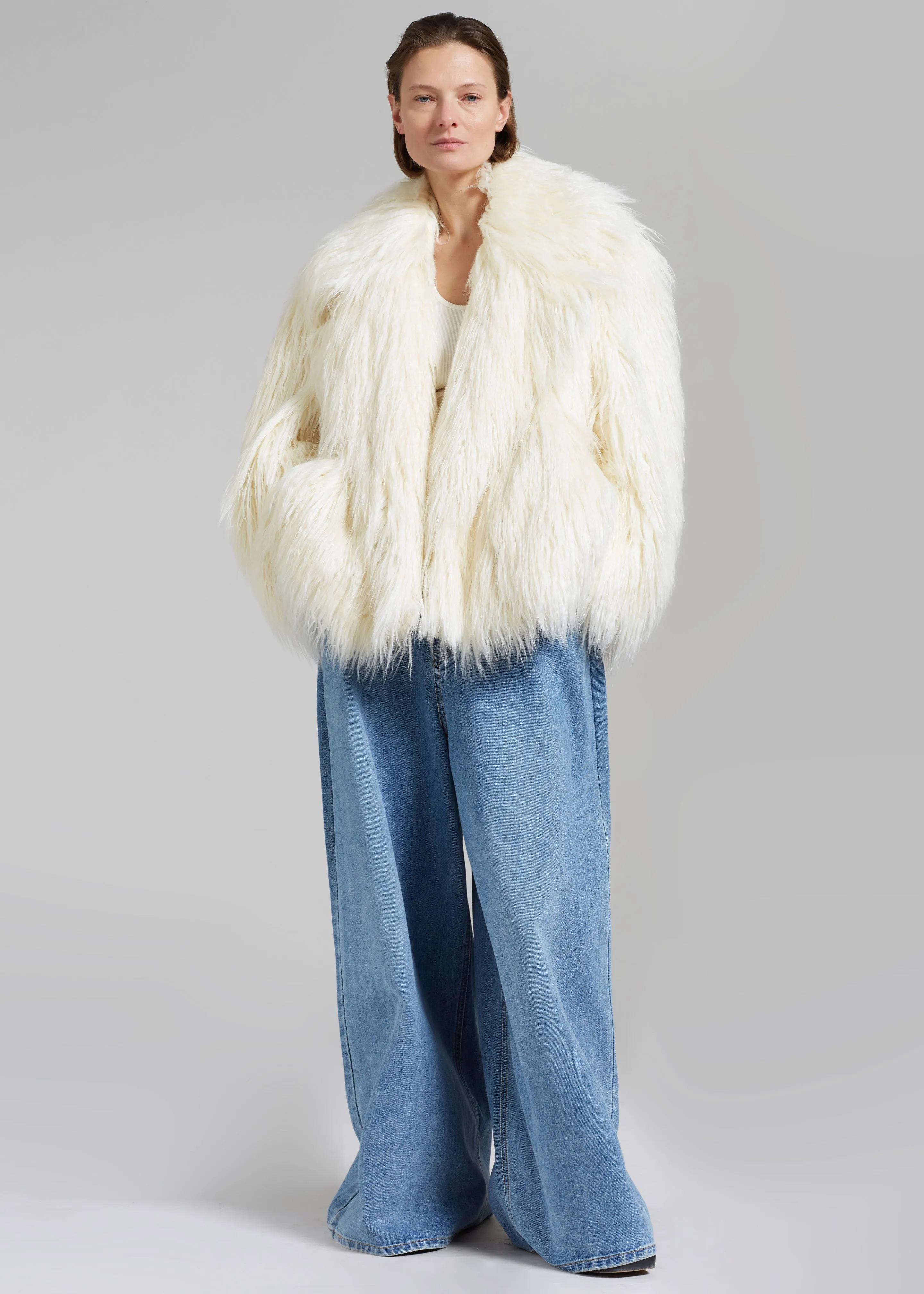 Liza Short Faux Fur Coat - Off White sold by Frankie Shop product image thumbnail 4
