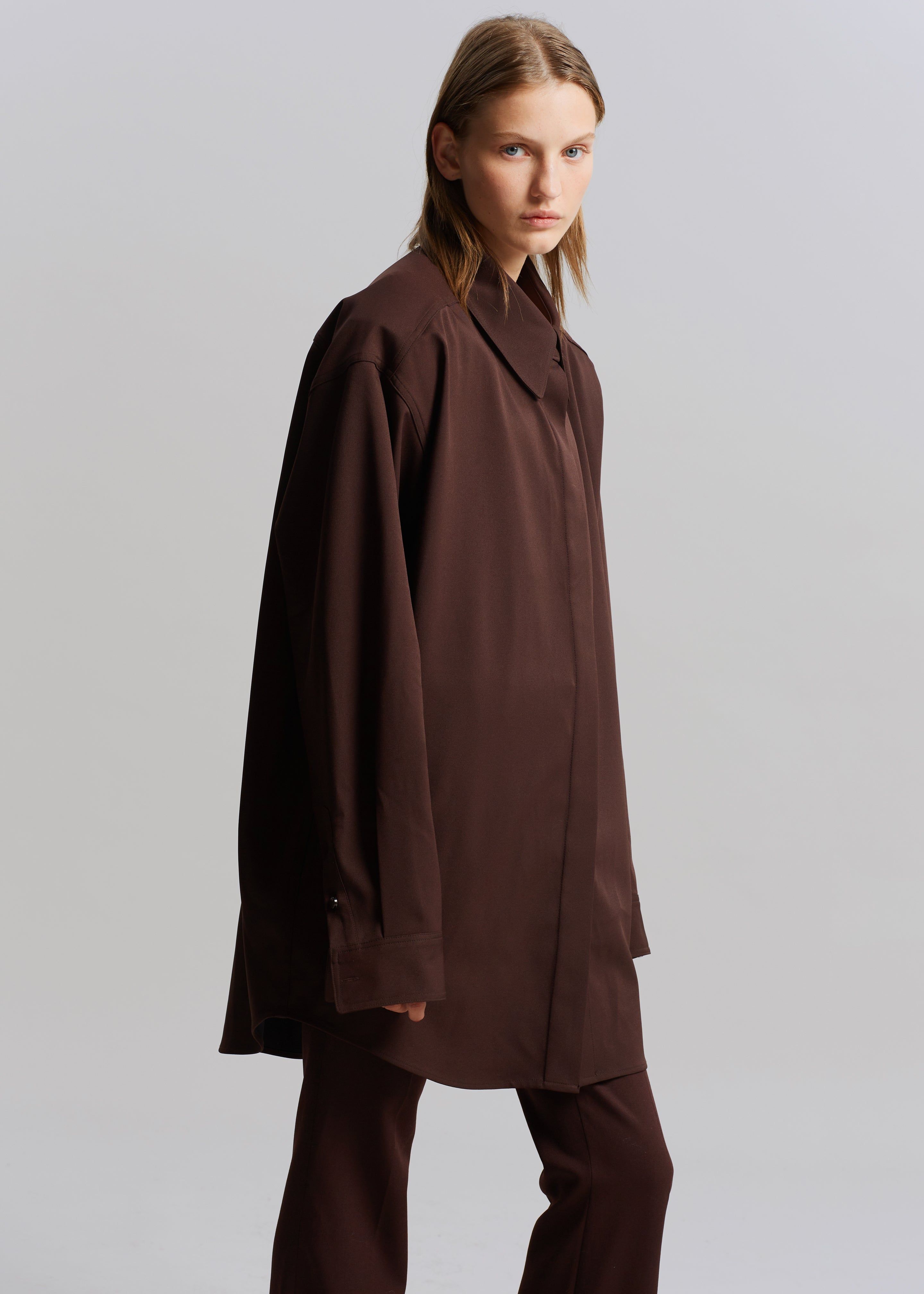 Lio Detachable Padded Shoulder Shirt - Chocolate sold by Frankie Shop product image thumbnail 4
