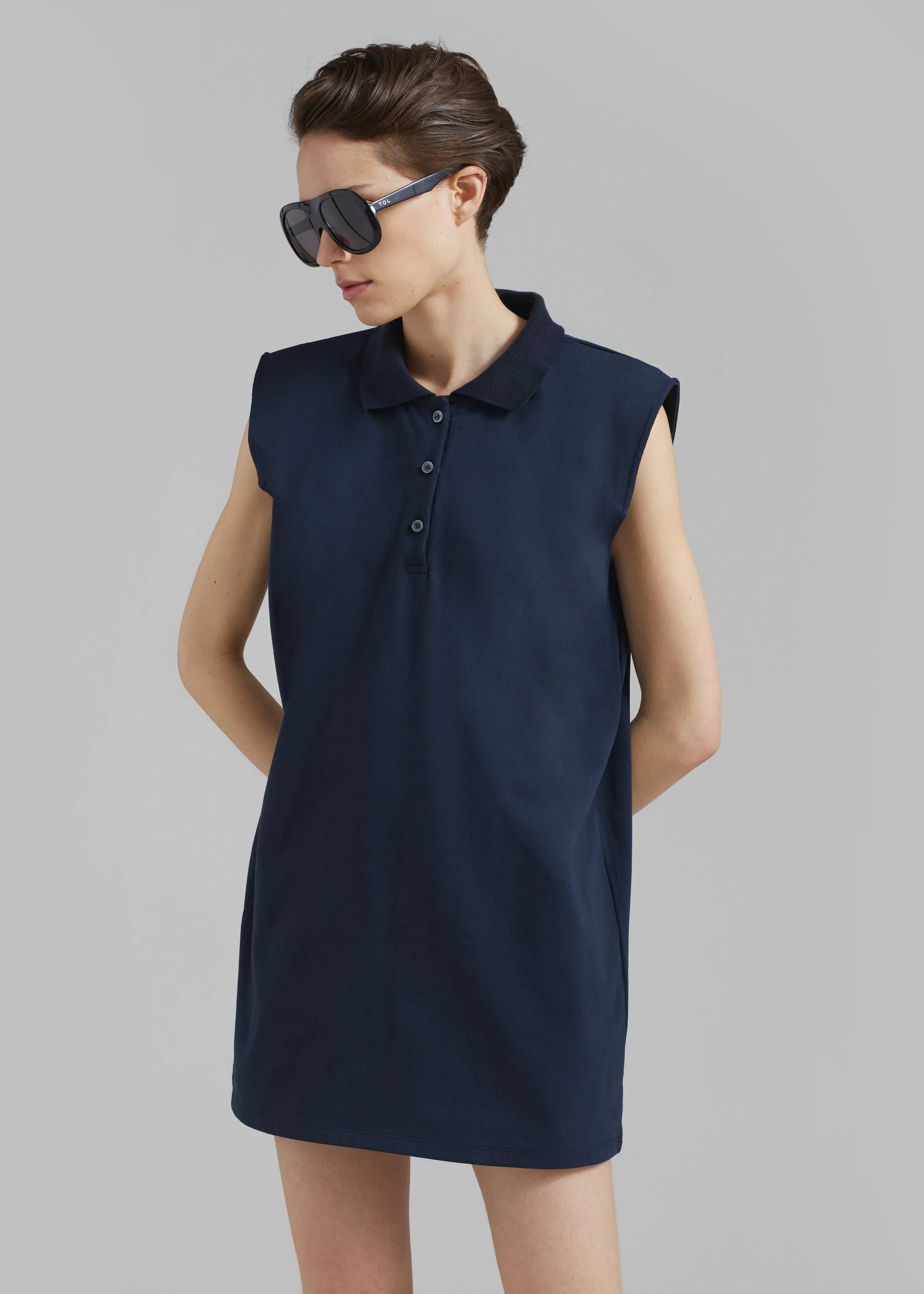 Chris Polo Padded Shoulders Mini Dress - Navy sold by Frankie Shop product image thumbnail 4
