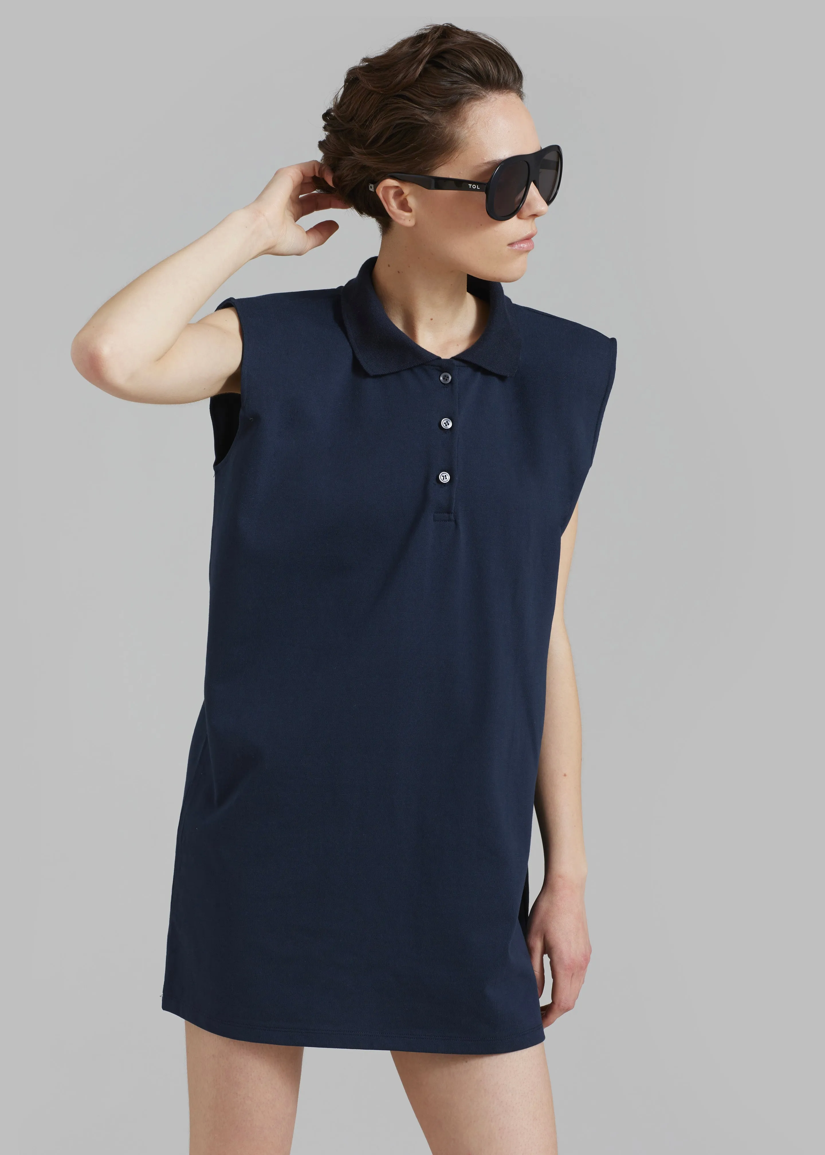 Chris Polo Padded Shoulders Mini Dress - Navy sold by Frankie Shop product image thumbnail 5