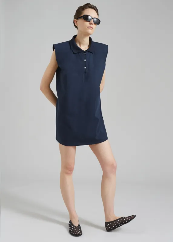 Chris Polo Padded Shoulders Mini Dress - Navy sold by Frankie Shop
