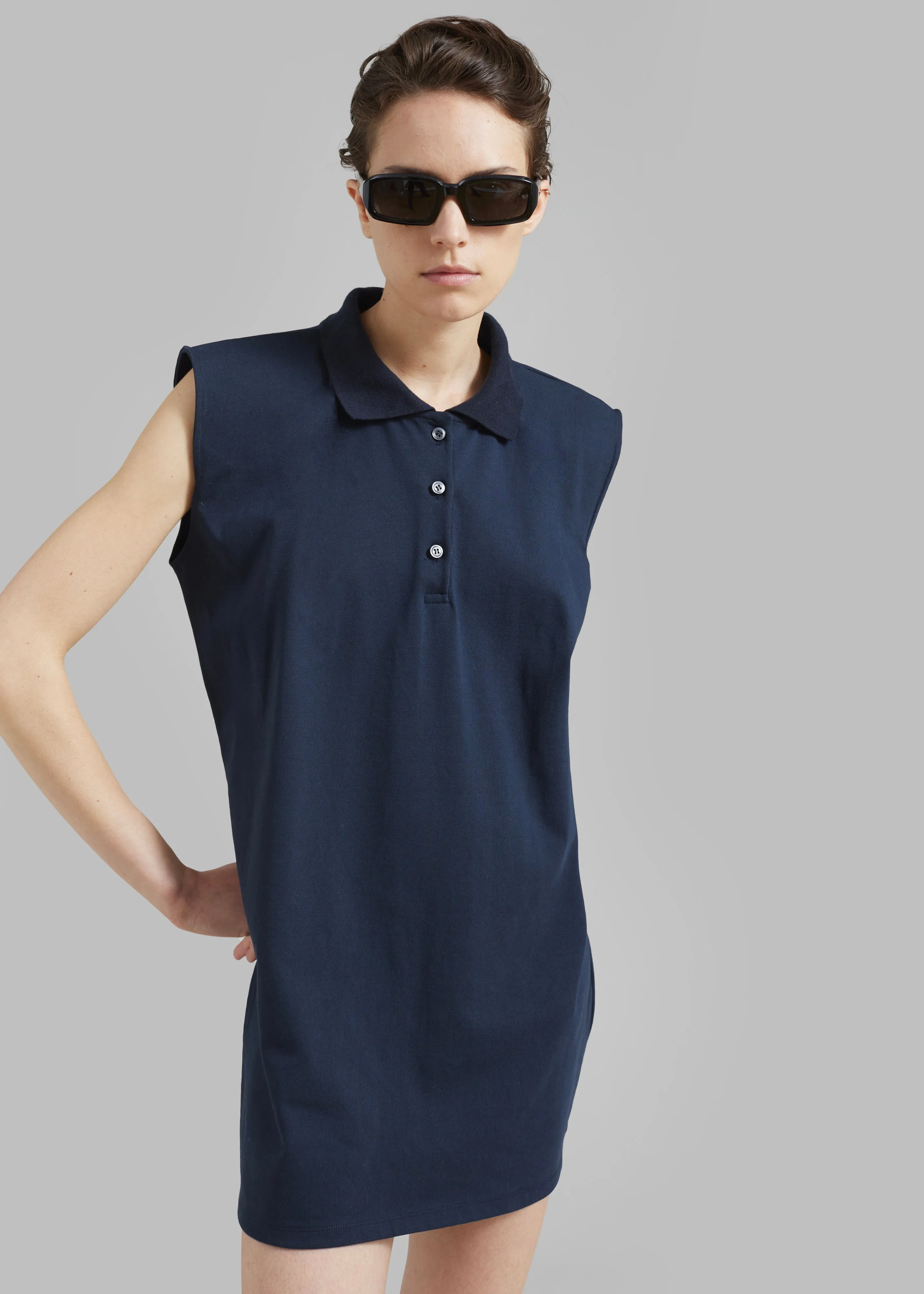 Chris Polo Padded Shoulders Mini Dress - Navy sold by Frankie Shop product image thumbnail 2