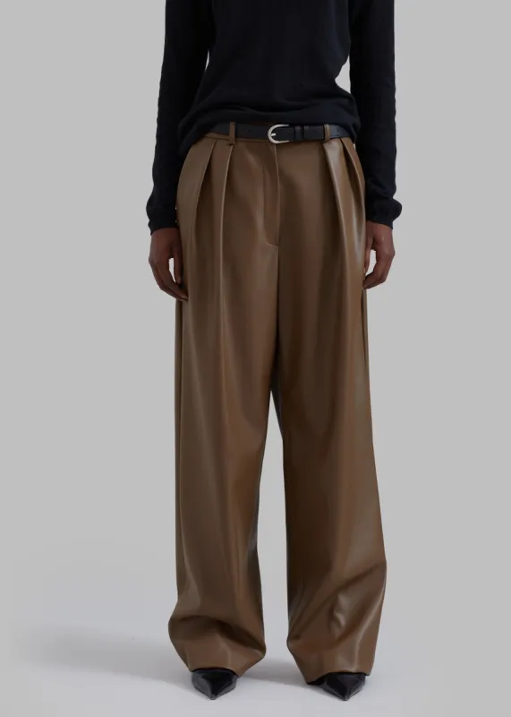 Tranton Faux Leather Pants - Brown made by Frankie Shop