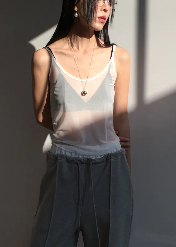 Kyla Sheer Tank Top - White sold by Frankie Shop