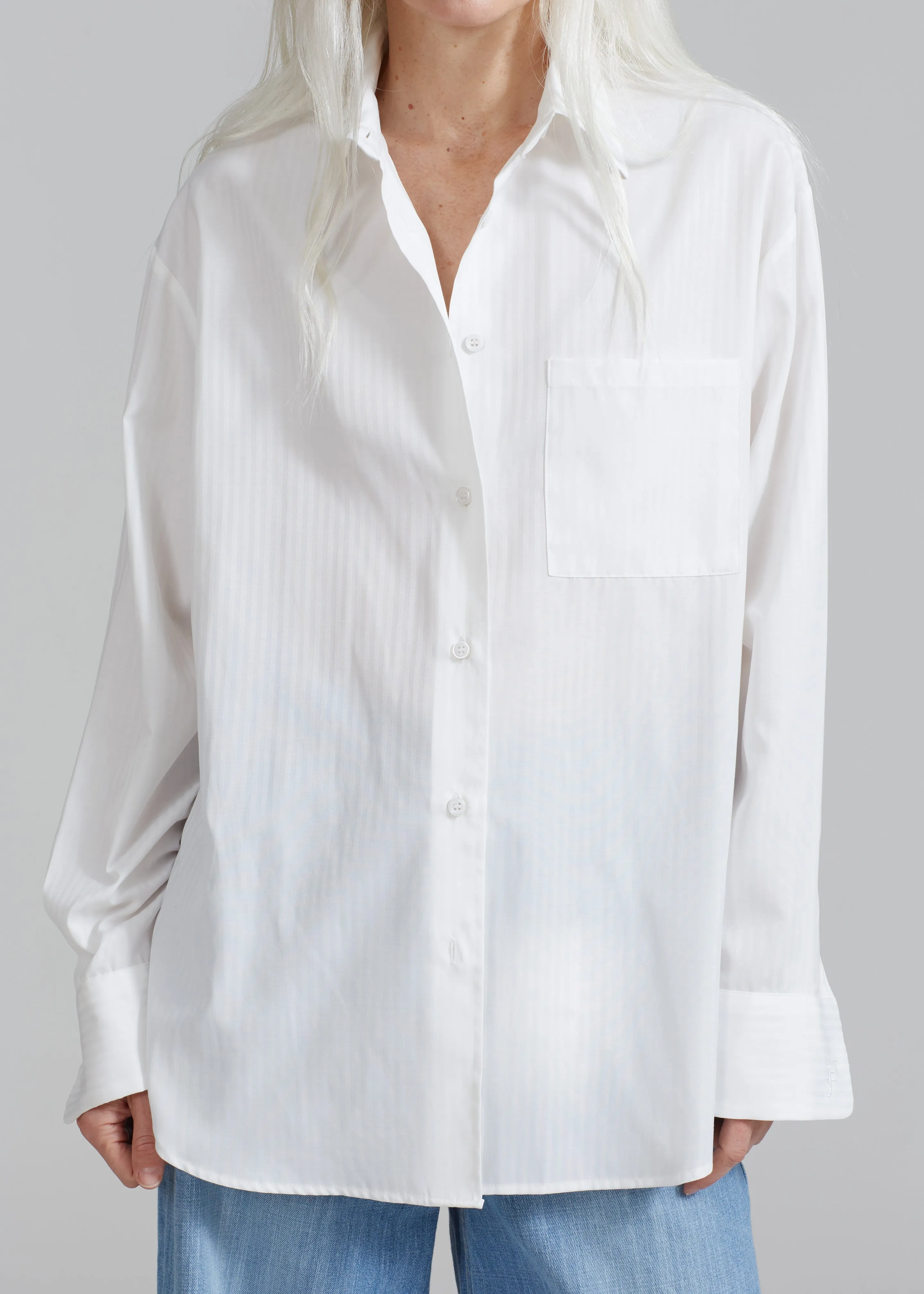 Lui White Shirt - White Stripe sold by Frankie Shop product image thumbnail 5
