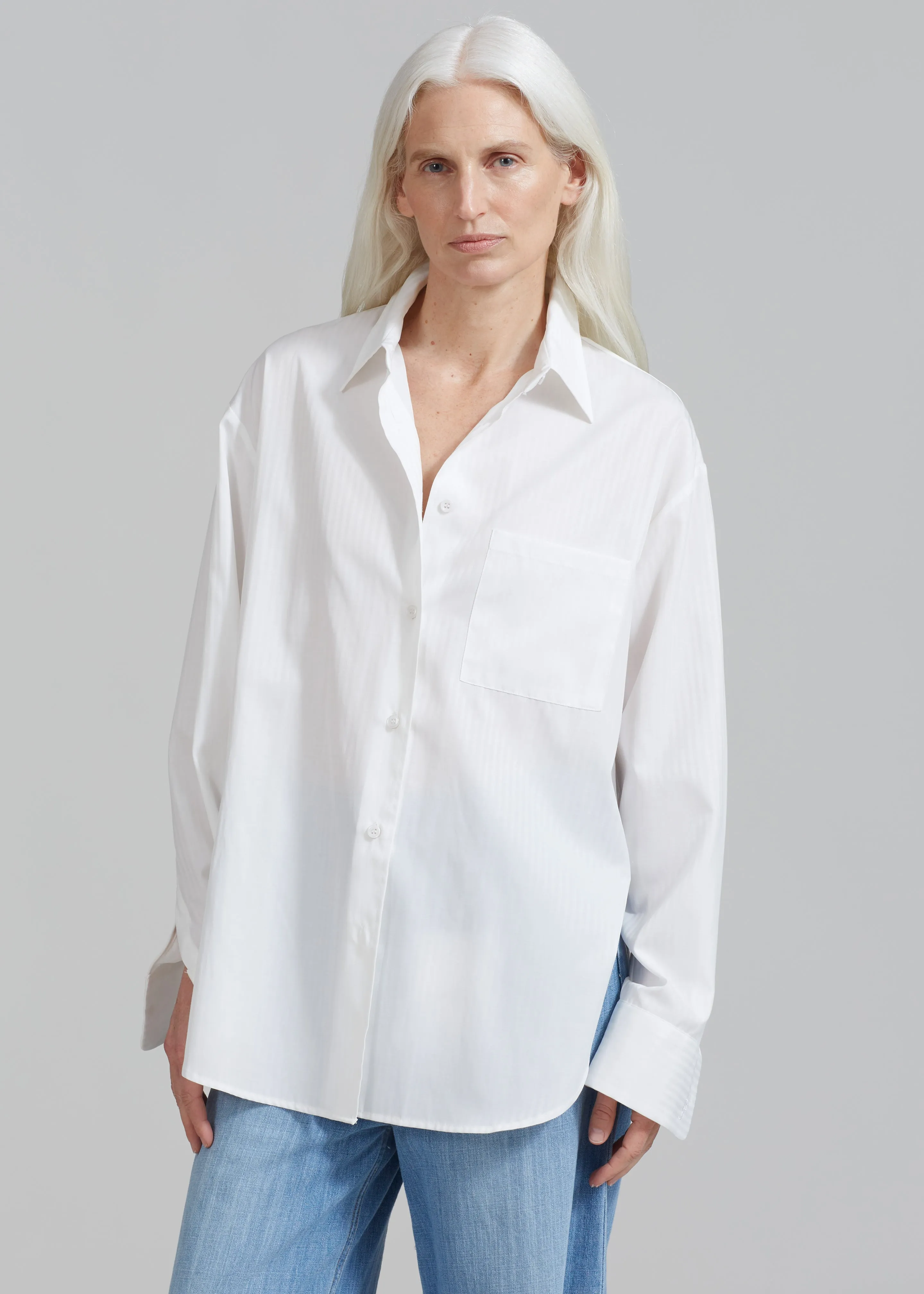 Lui White Shirt - White Stripe sold by Frankie Shop product image thumbnail 4