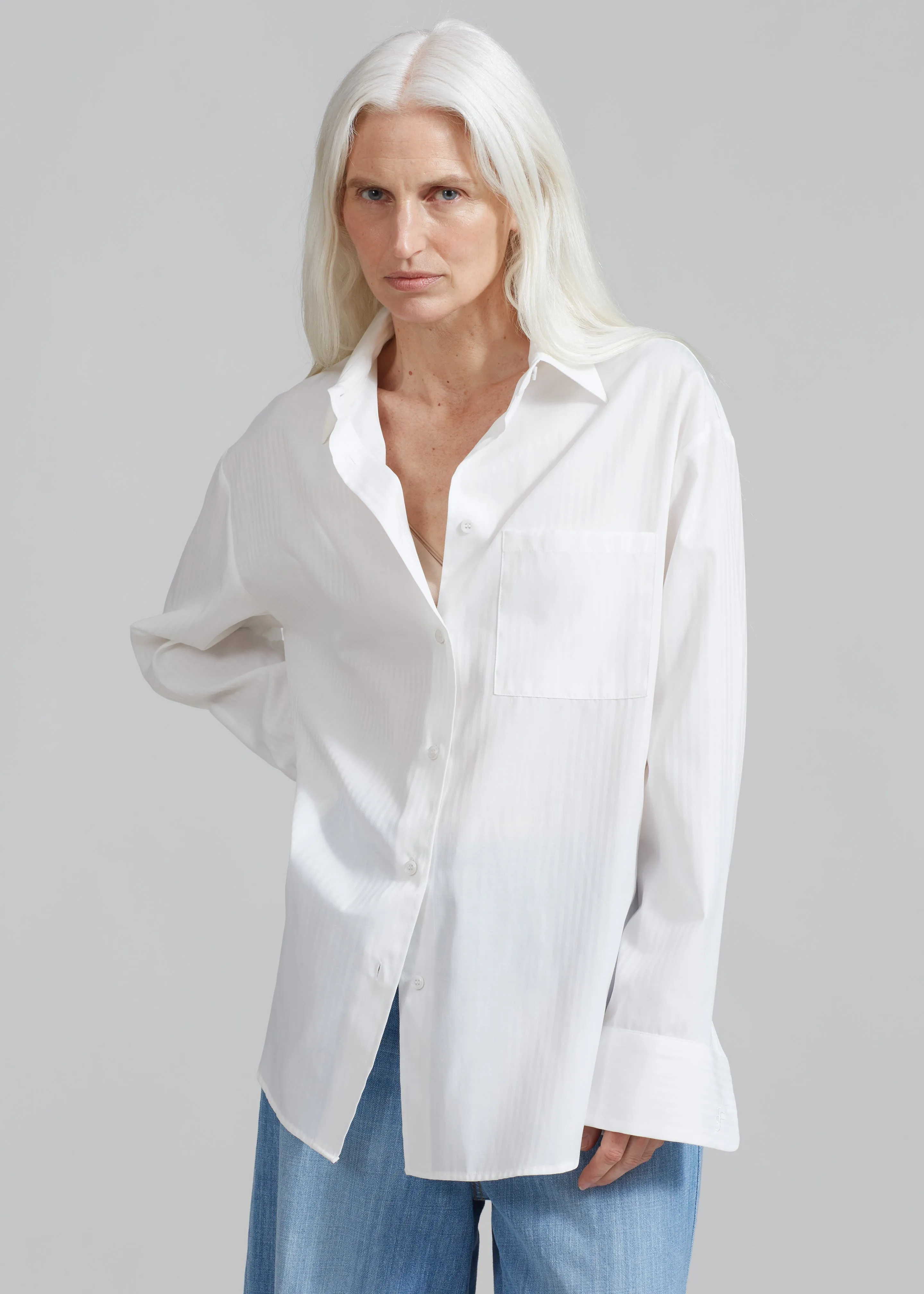 Lui White Shirt - White Stripe sold by Frankie Shop product image thumbnail 3