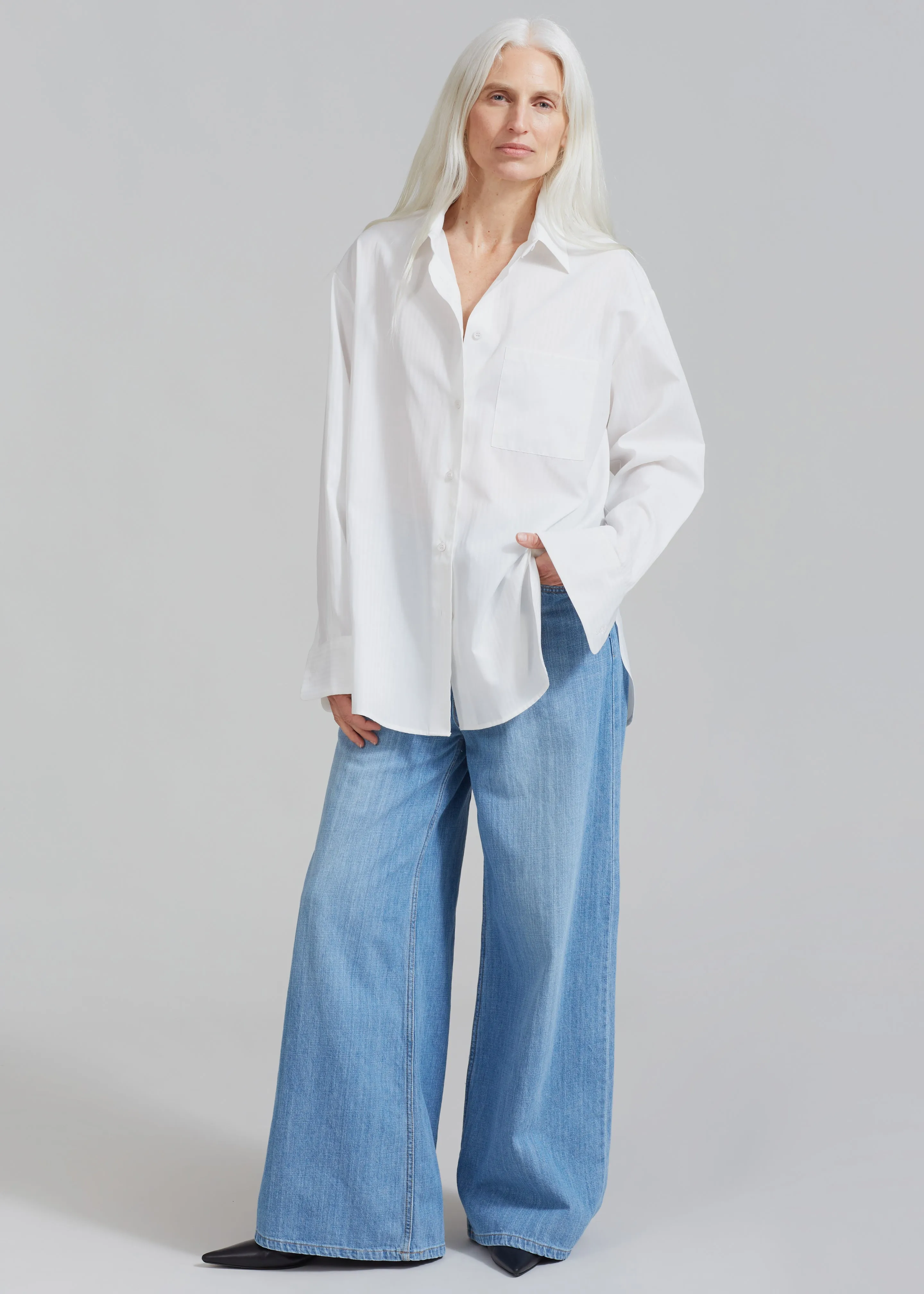 Lui White Shirt - White Stripe sold by Frankie Shop product image thumbnail 2