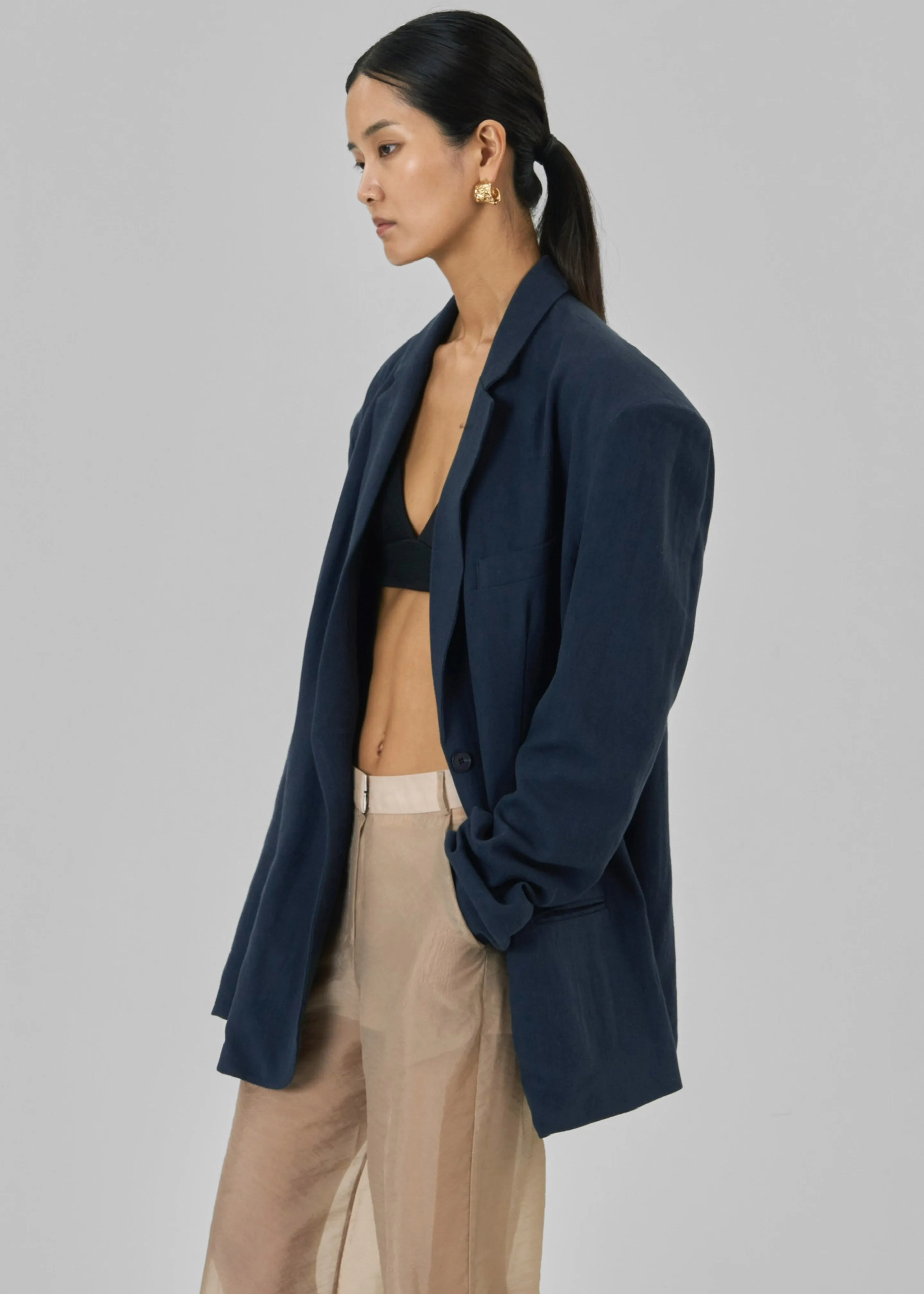 Keenan Linen Oversized Blazer - Navy sold by Frankie Shop product image thumbnail 2