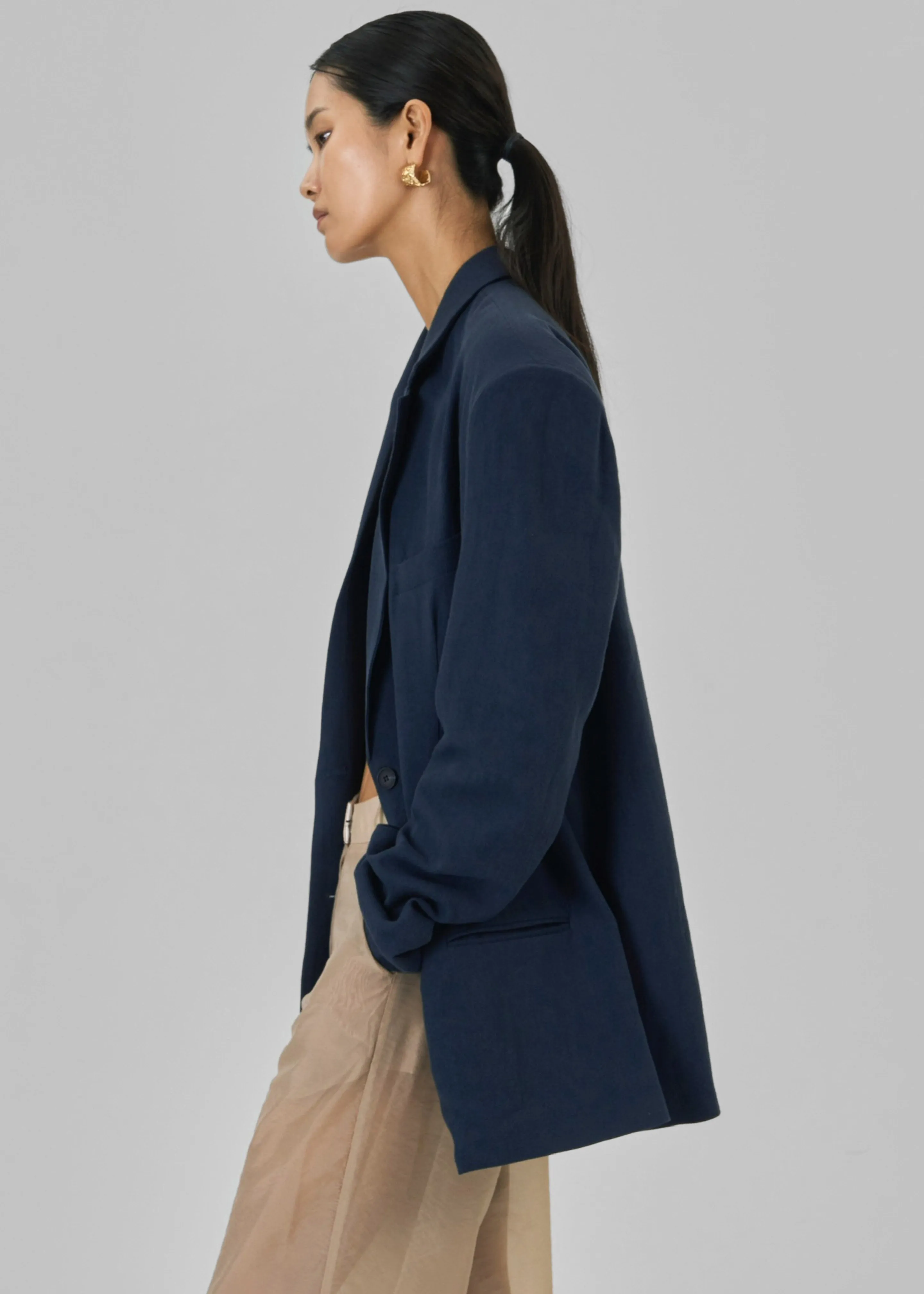 Keenan Linen Oversized Blazer - Navy sold by Frankie Shop product image thumbnail 4