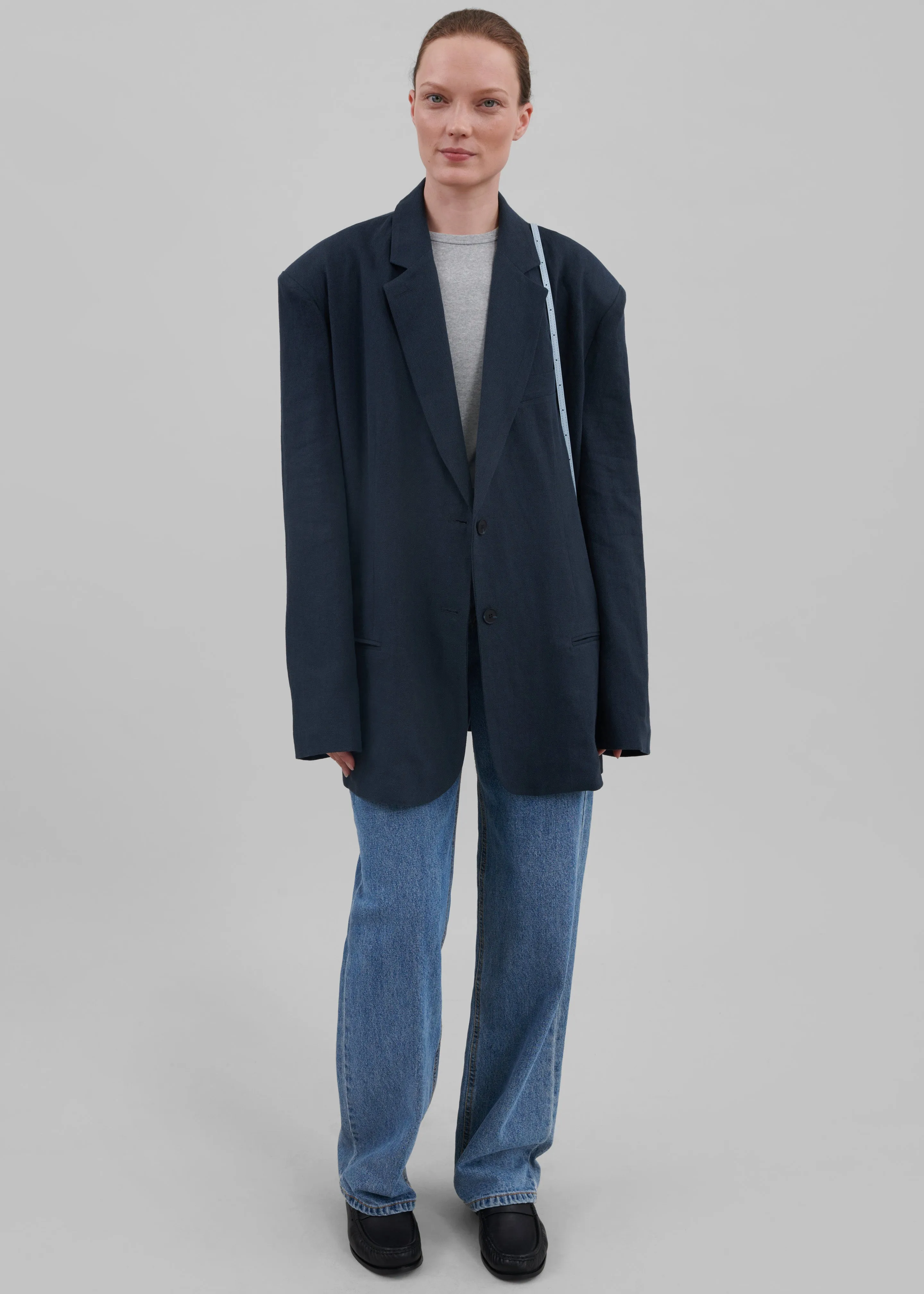 Keenan Linen Oversized Blazer - Navy sold by Frankie Shop product image thumbnail 3