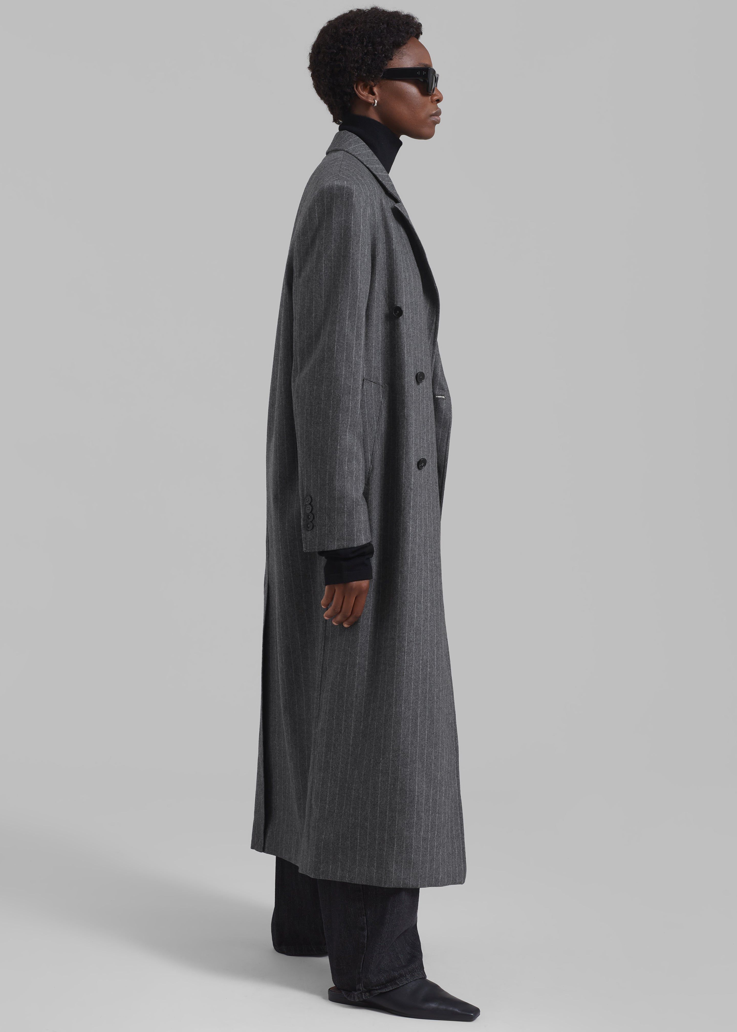 rito♡PANEL STRIPES LONG COAT Loulou Studio Ido Long Coat - Grey Stripes | Parallel