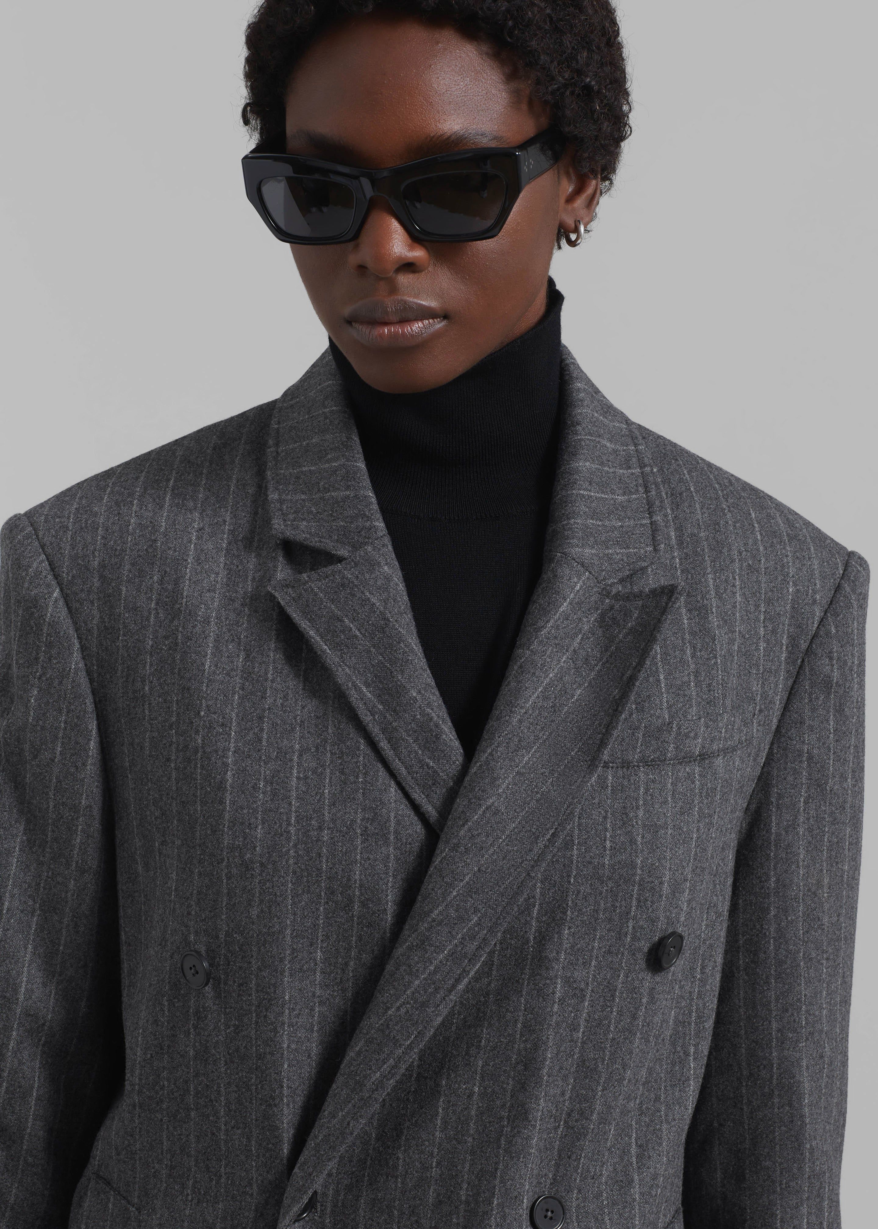 Loulou Studio Ido Long Coat - Grey Stripes sold by Frankie Shop product image thumbnail 2