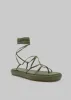 Ilio Smeraldo Géraldine Boublil Lace Up Flat Sandal - Kaki sold by Frankie Shop