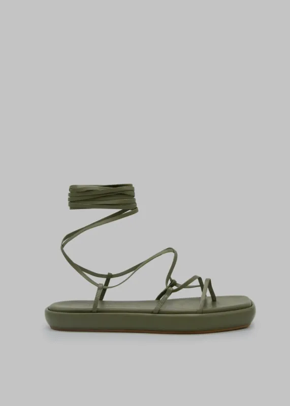 Ilio Smeraldo Géraldine Boublil Lace Up Flat Sandal - Kaki sold by Frankie Shop
