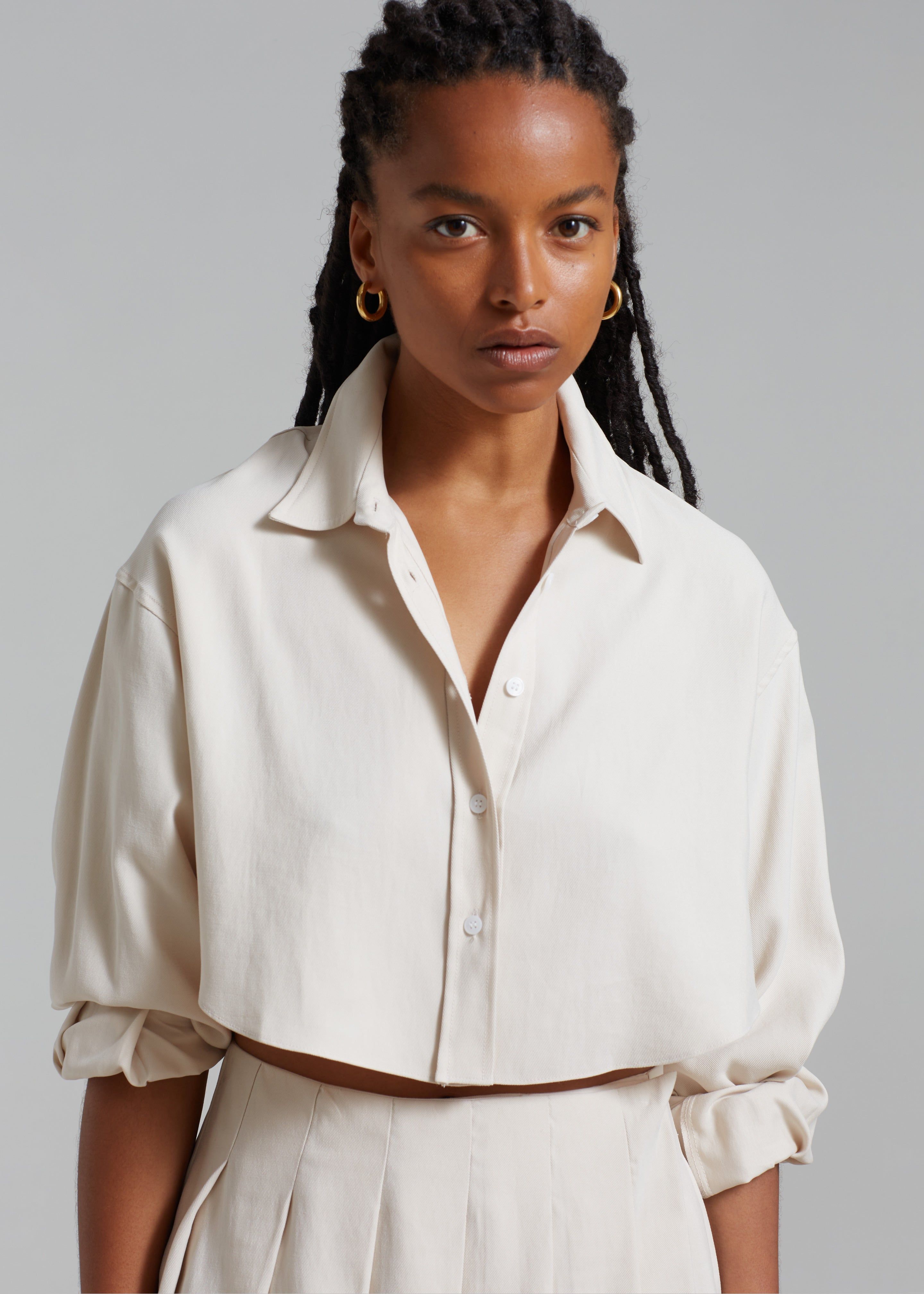 Steffi Cropped Shirt - Beige sold by Frankie Shop product image thumbnail 4