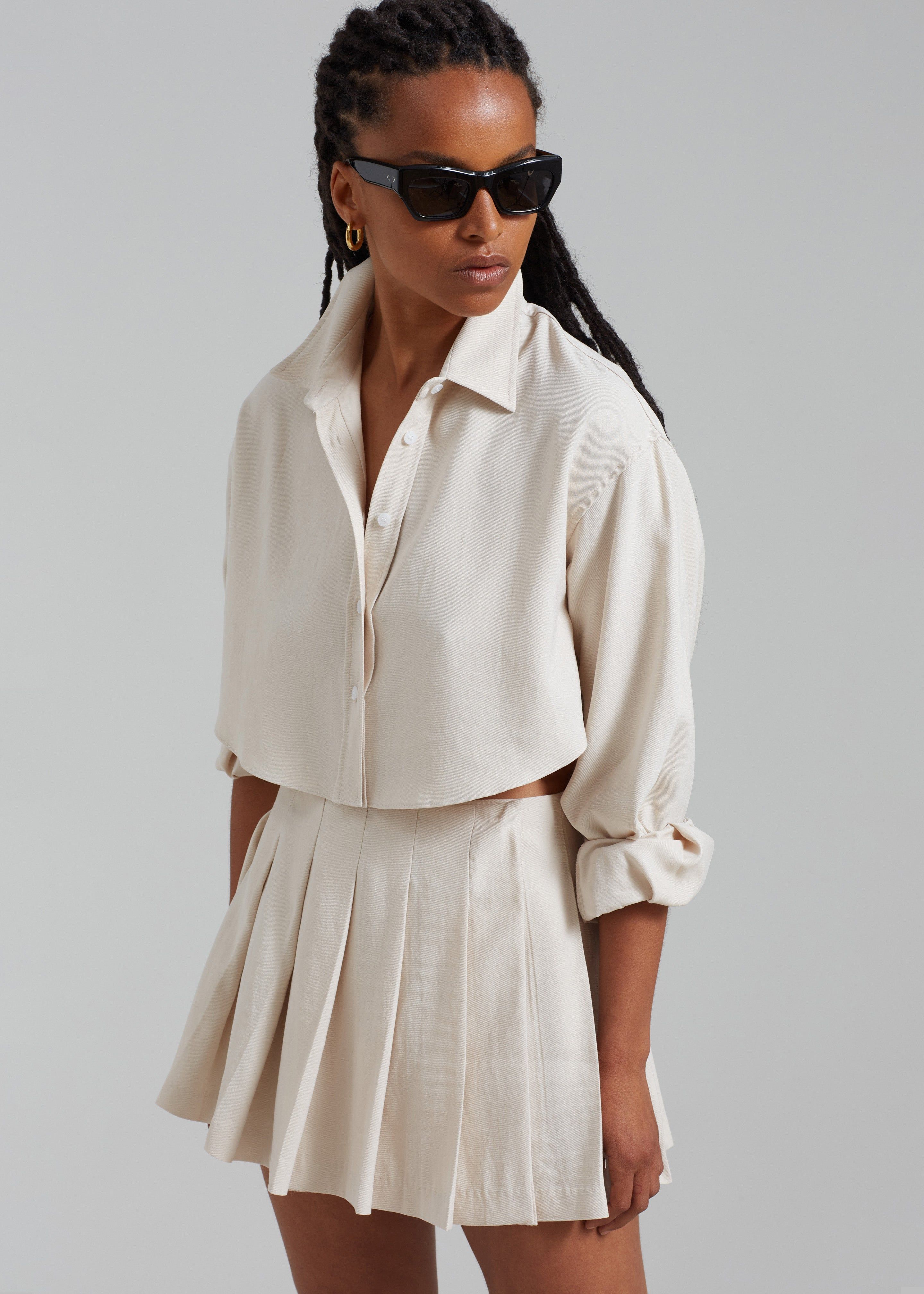 Steffi Cropped Shirt - Beige sold by Frankie Shop