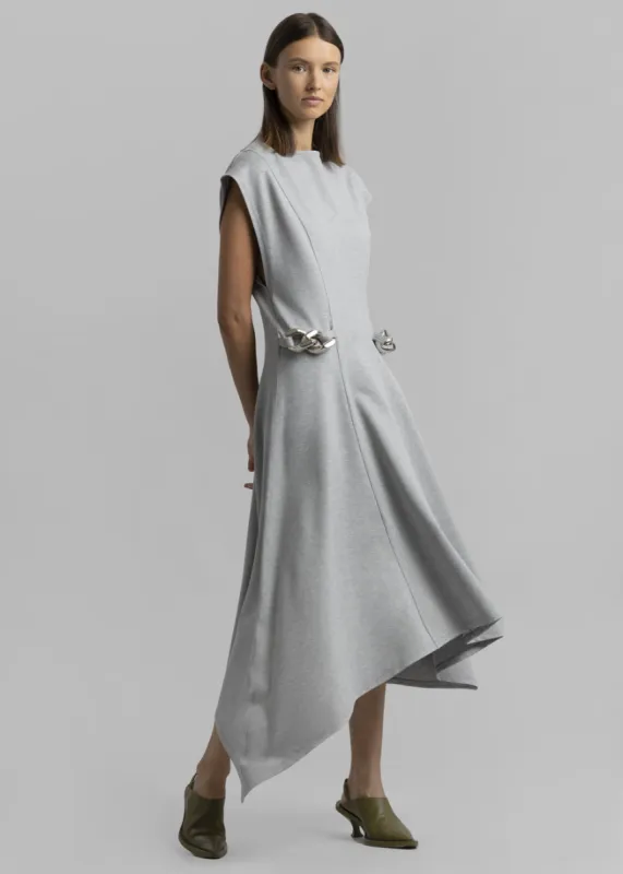 JW Anderson Silver Chain Link Cap Sleeve Dress - Grey Melange sold by Frankie Shop