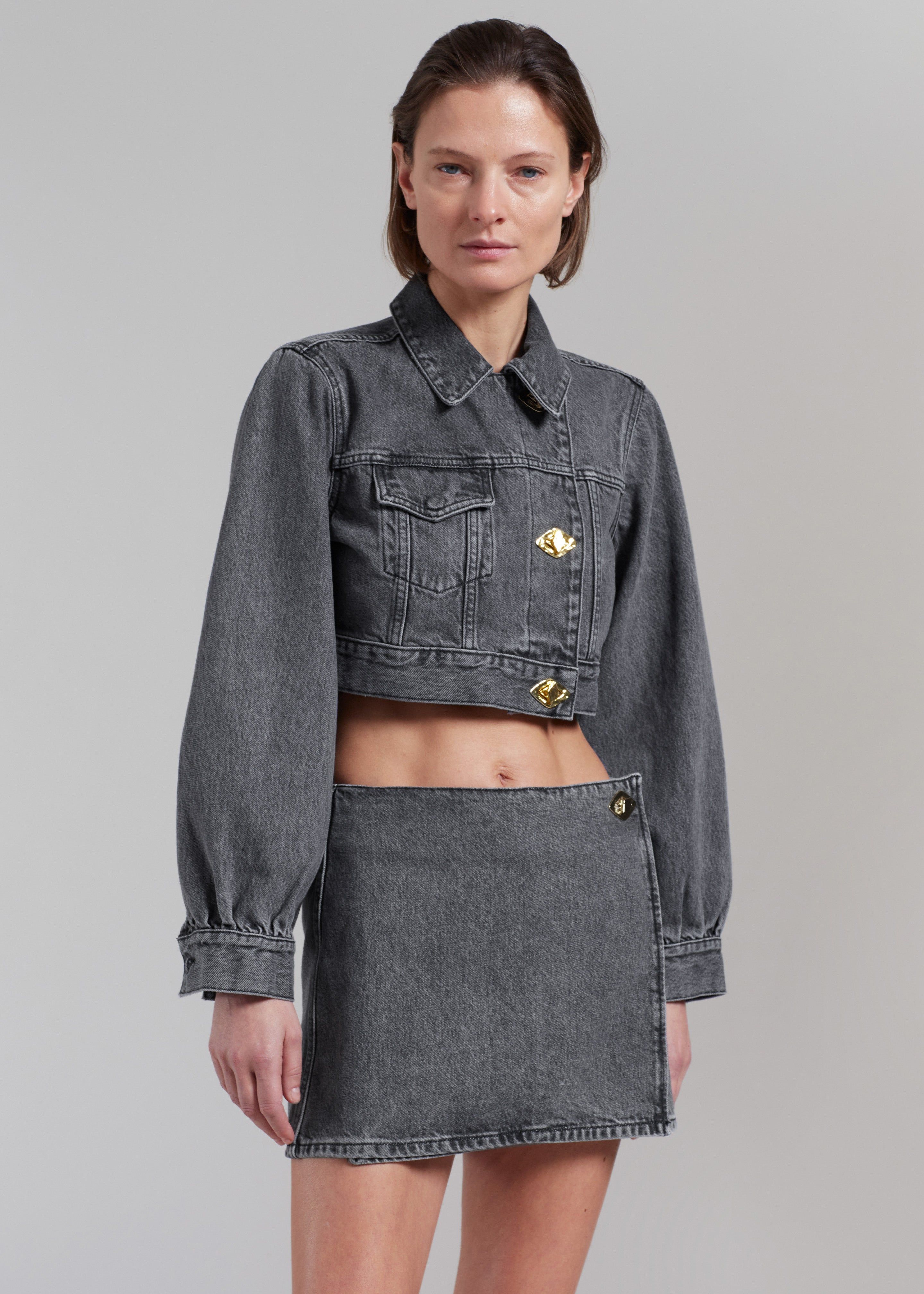 ☆GANNI☆Cropped Denim Trucker Jacket ジャケット 正規品 GANNI Heavy Denim Cropped Trucker Jacket in Light Blue Stone