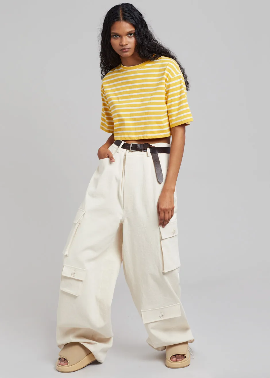 Karina Cropped T-Shirt - Yellow Gold/Off White sold by Frankie Shop product image thumbnail 2