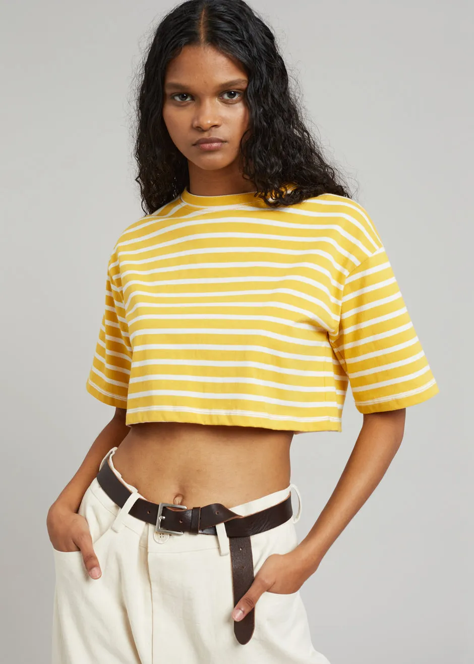 Karina Cropped T-Shirt - Yellow Gold/Off White sold by Frankie Shop product image thumbnail 5