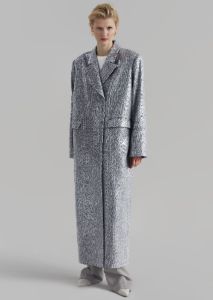 Jennifer Sequins Coat - Grey/White Stripe sold by Frankie Shop