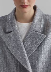 Jennifer Sequins Coat - Grey/White Stripe sold by Frankie Shop