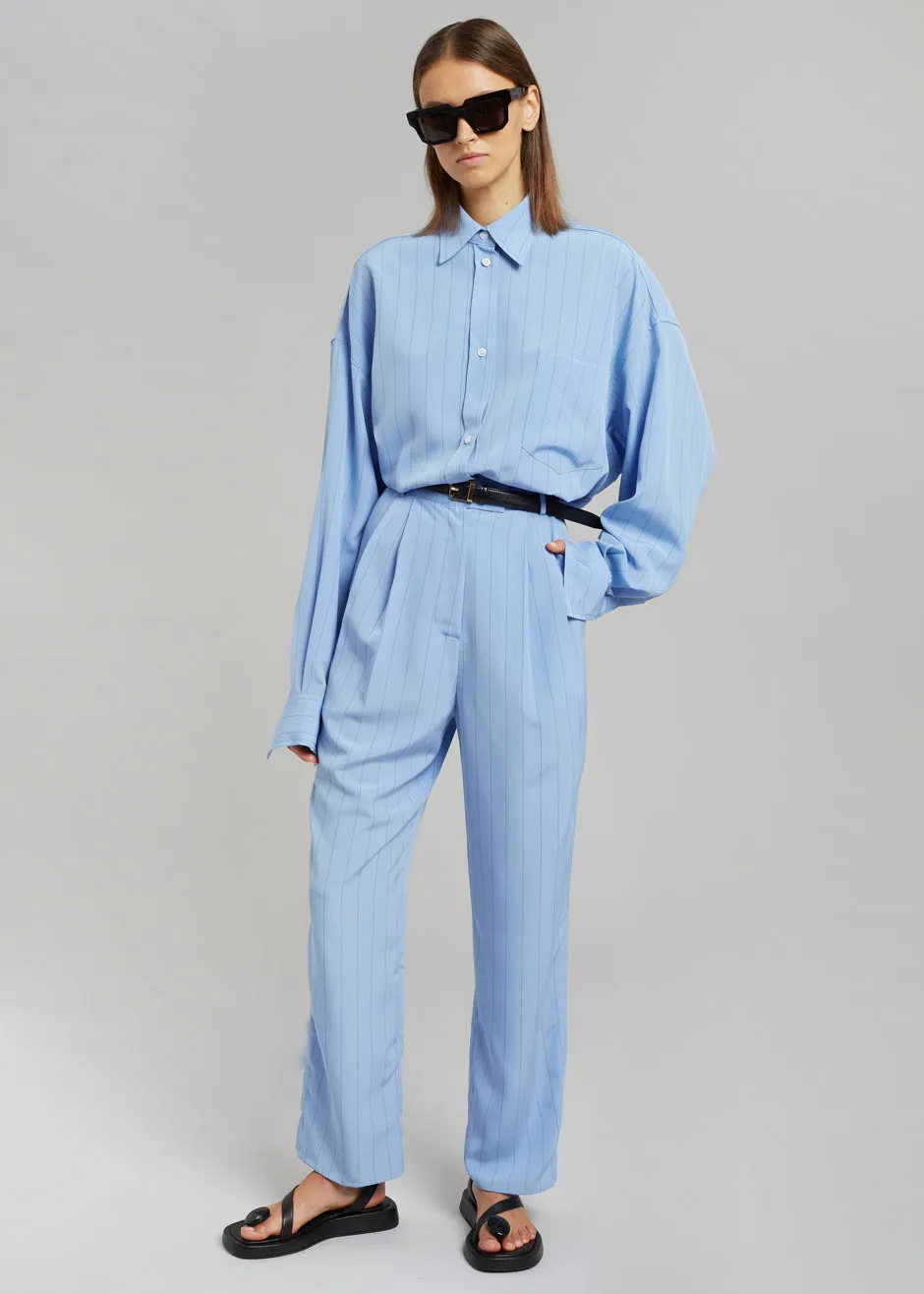 Bea Fluid Stripe Suit Pants - Powder Blue sold by Frankie Shop