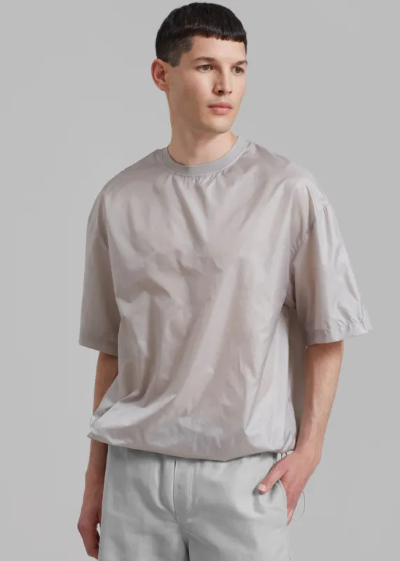 Amomento Glossy Drawstring Top - Grey Beige made by Amomento