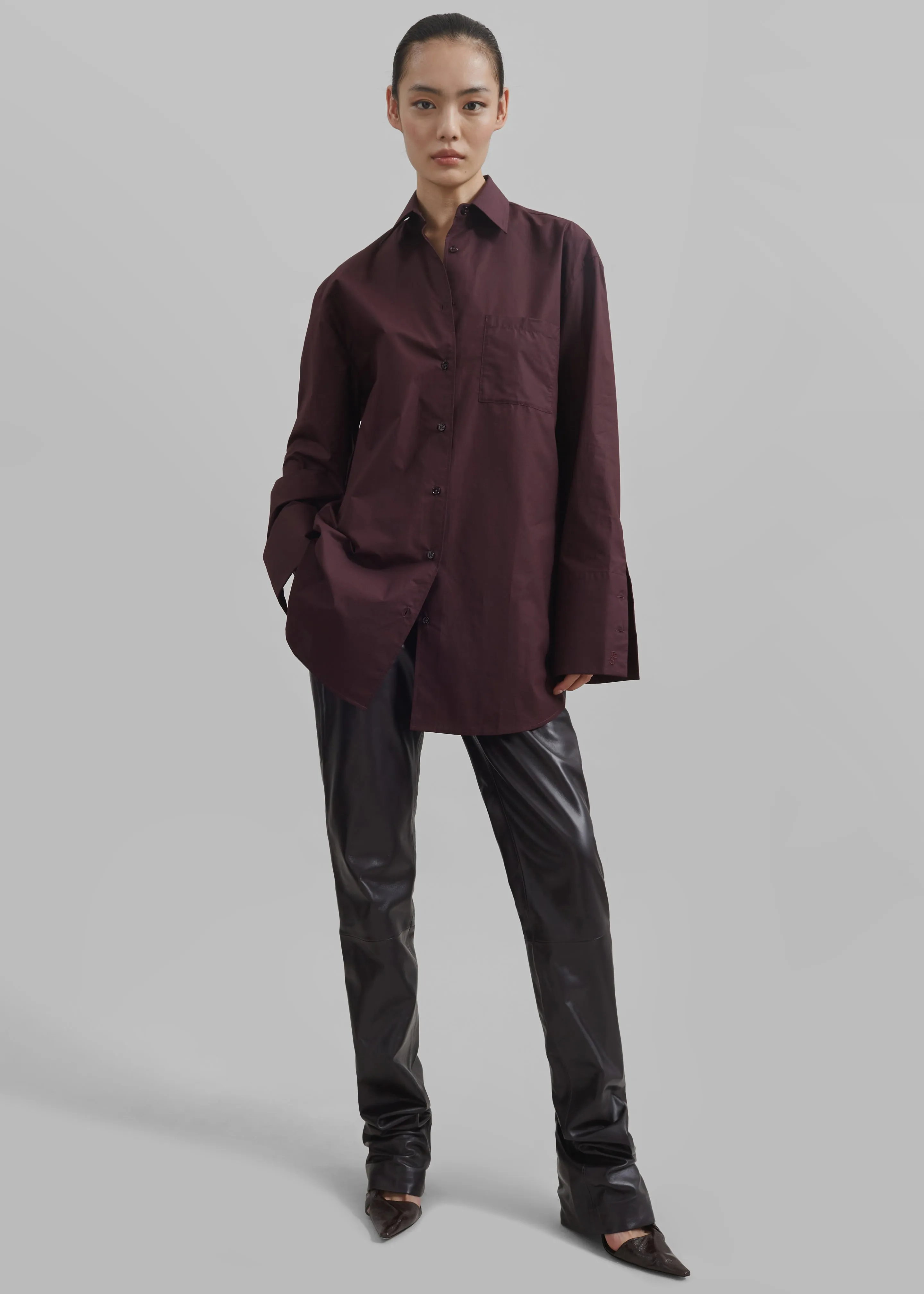 Helen Organic Cotton Long Shirt - Dark Plum sold by Frankie Shop