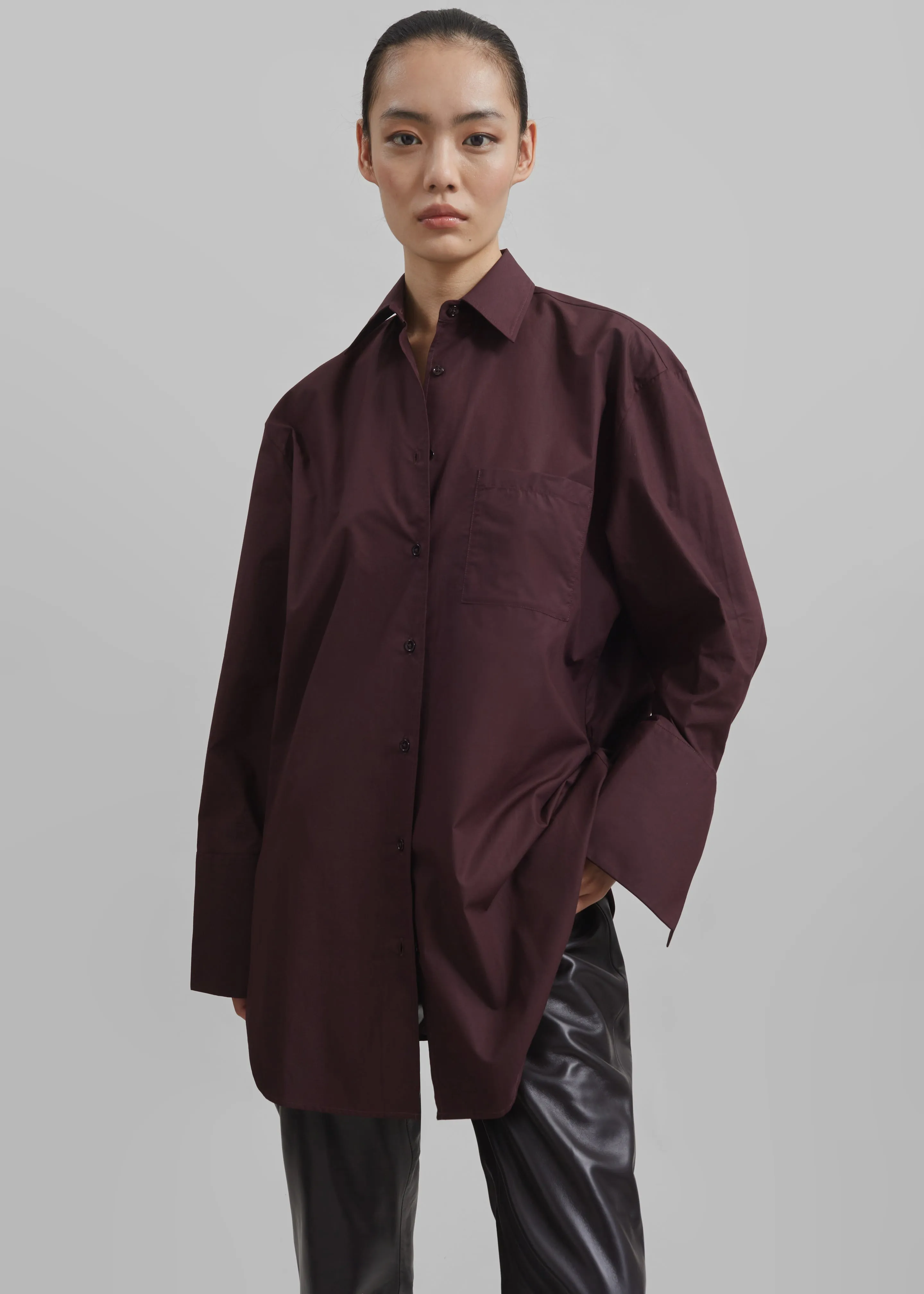 Helen Organic Cotton Long Shirt - Dark Plum sold by Frankie Shop product image thumbnail 4