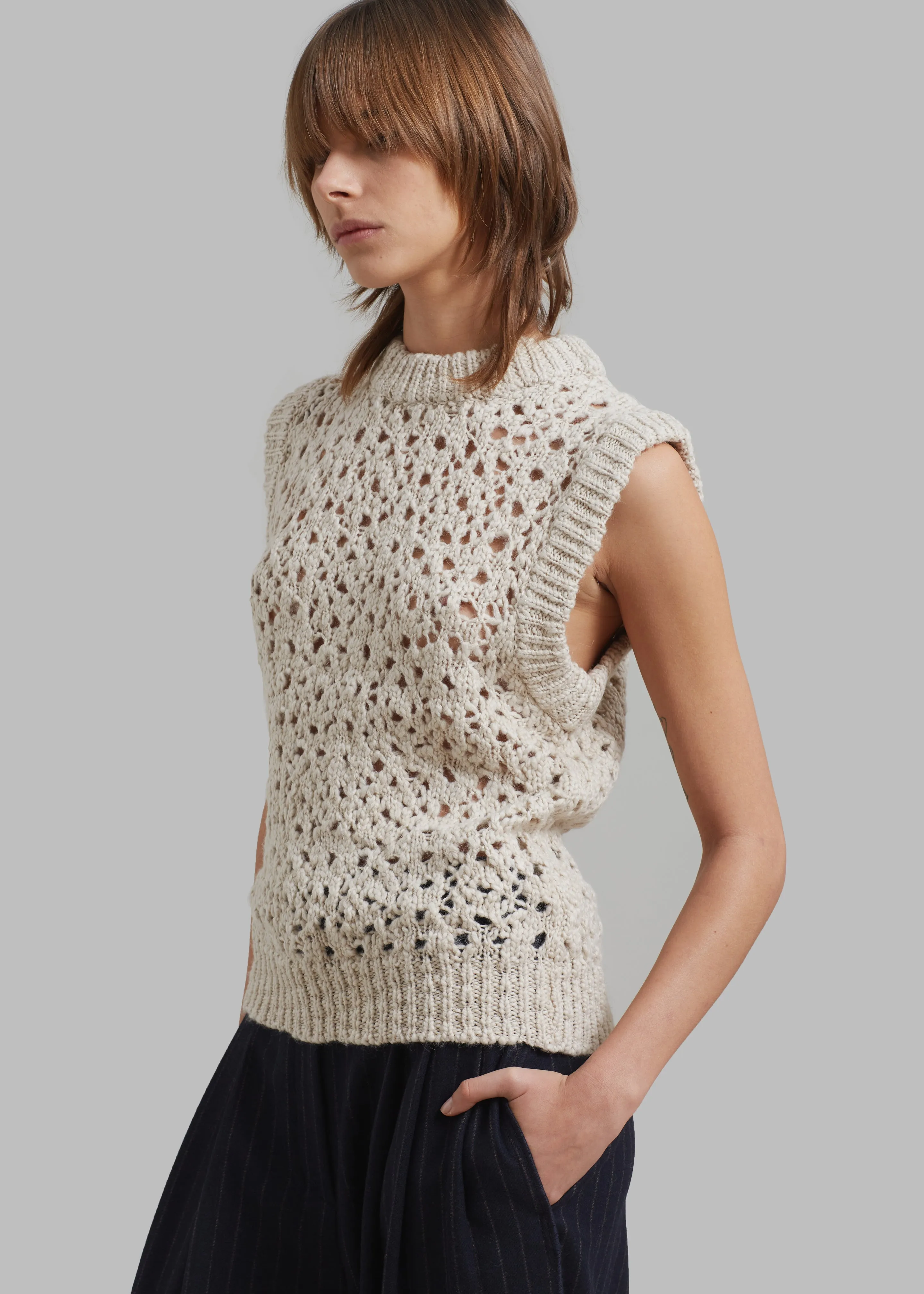 Amomento Crochet Vest - Beige sold by Frankie Shop product image thumbnail 3