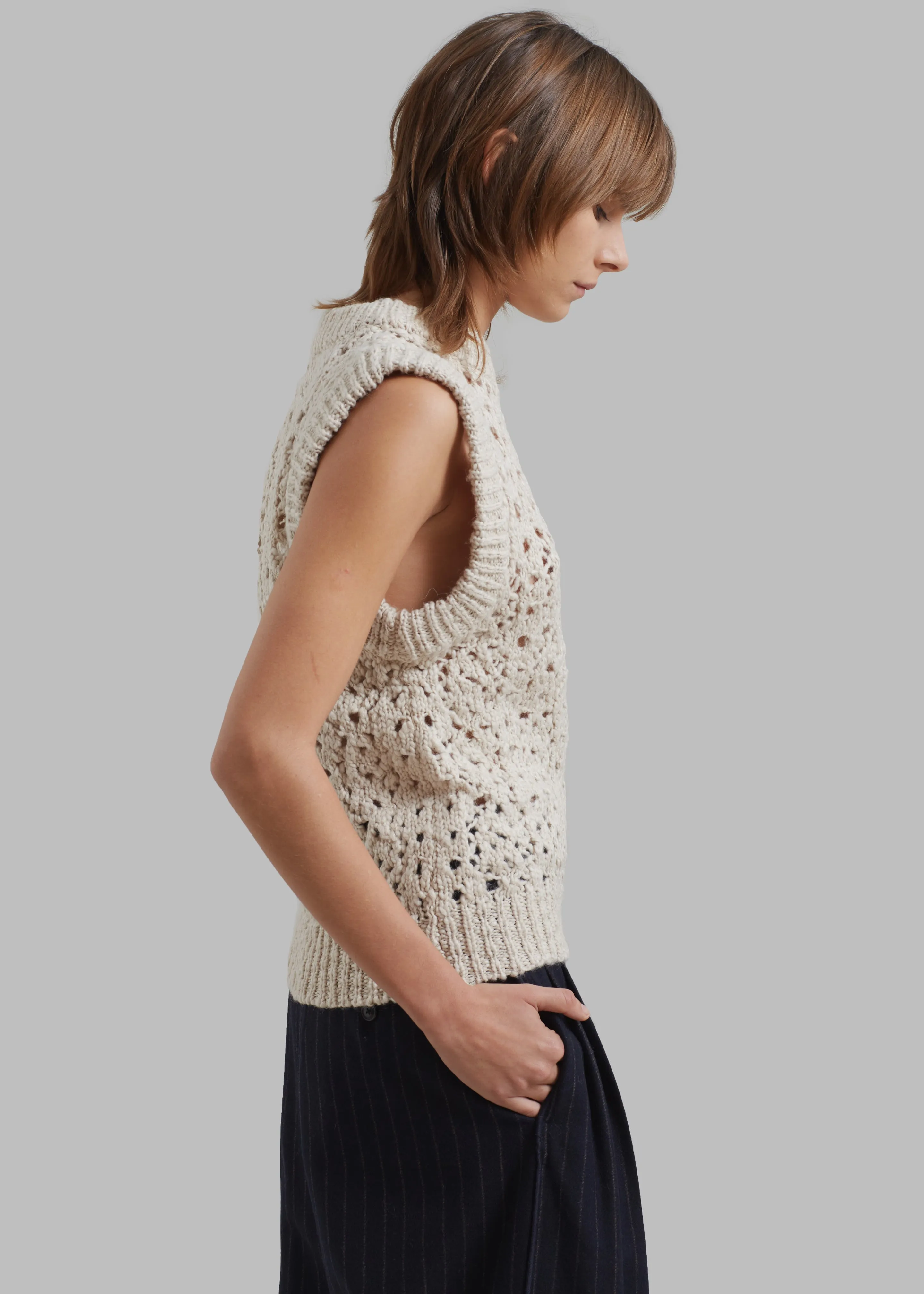 Amomento Crochet Vest - Beige sold by Frankie Shop product image thumbnail 4