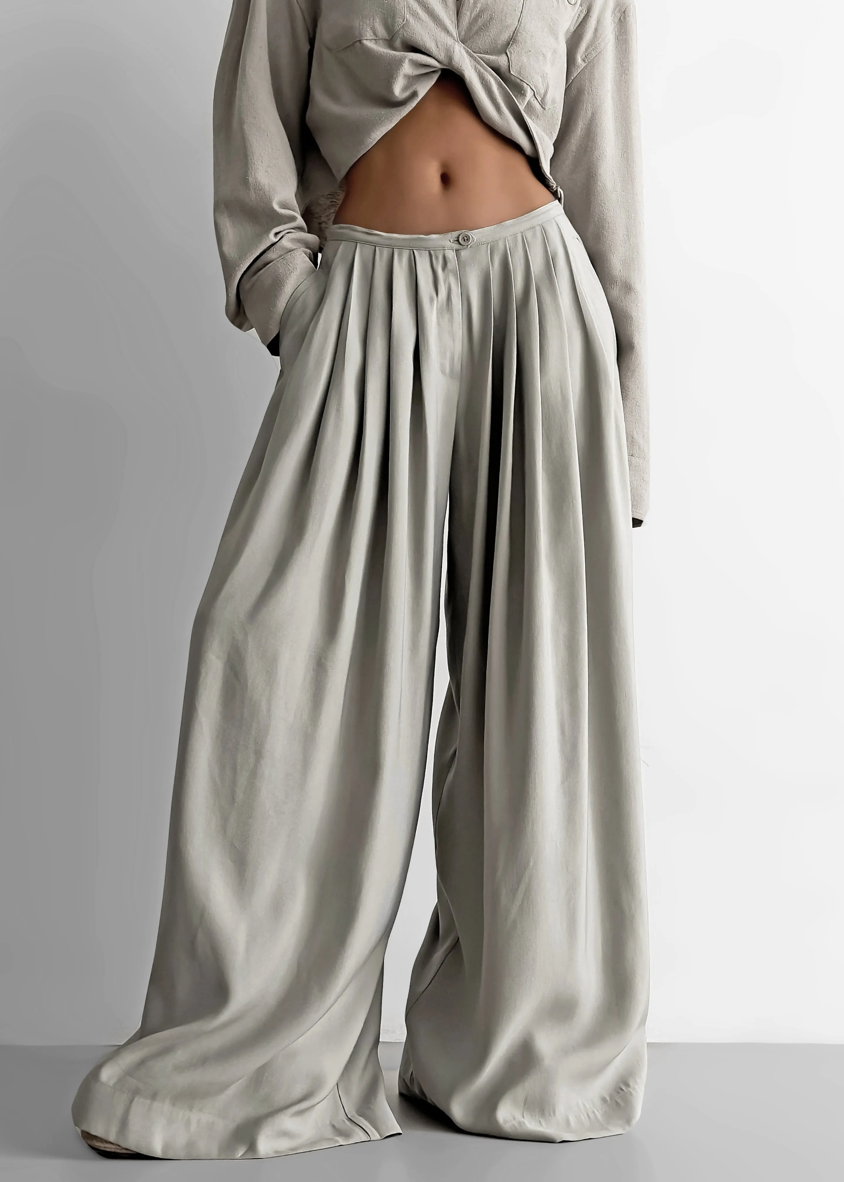 Sloane Wide Leg Trousers - Grey sold by Frankie Shop product image thumbnail 3