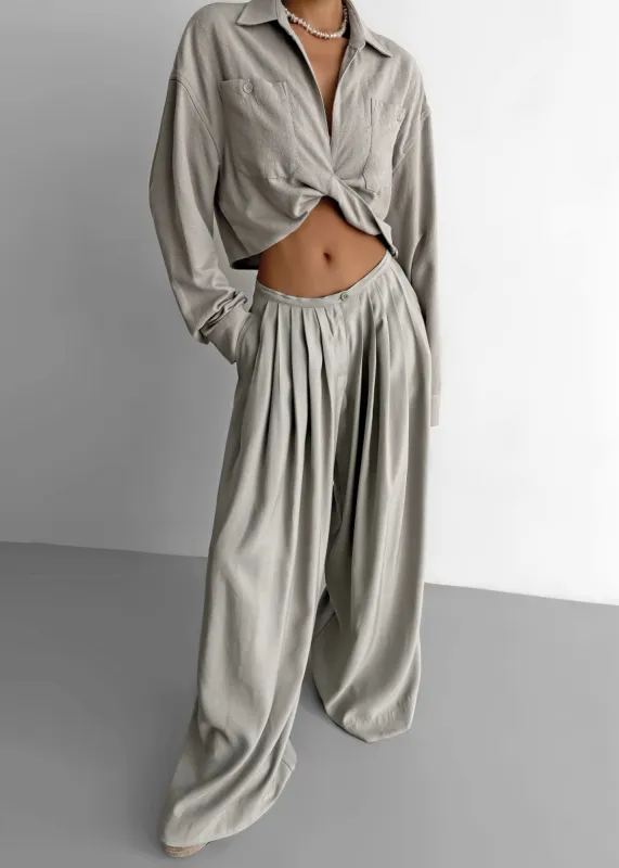 Sloane Wide Leg Trousers - Grey sold by Frankie Shop