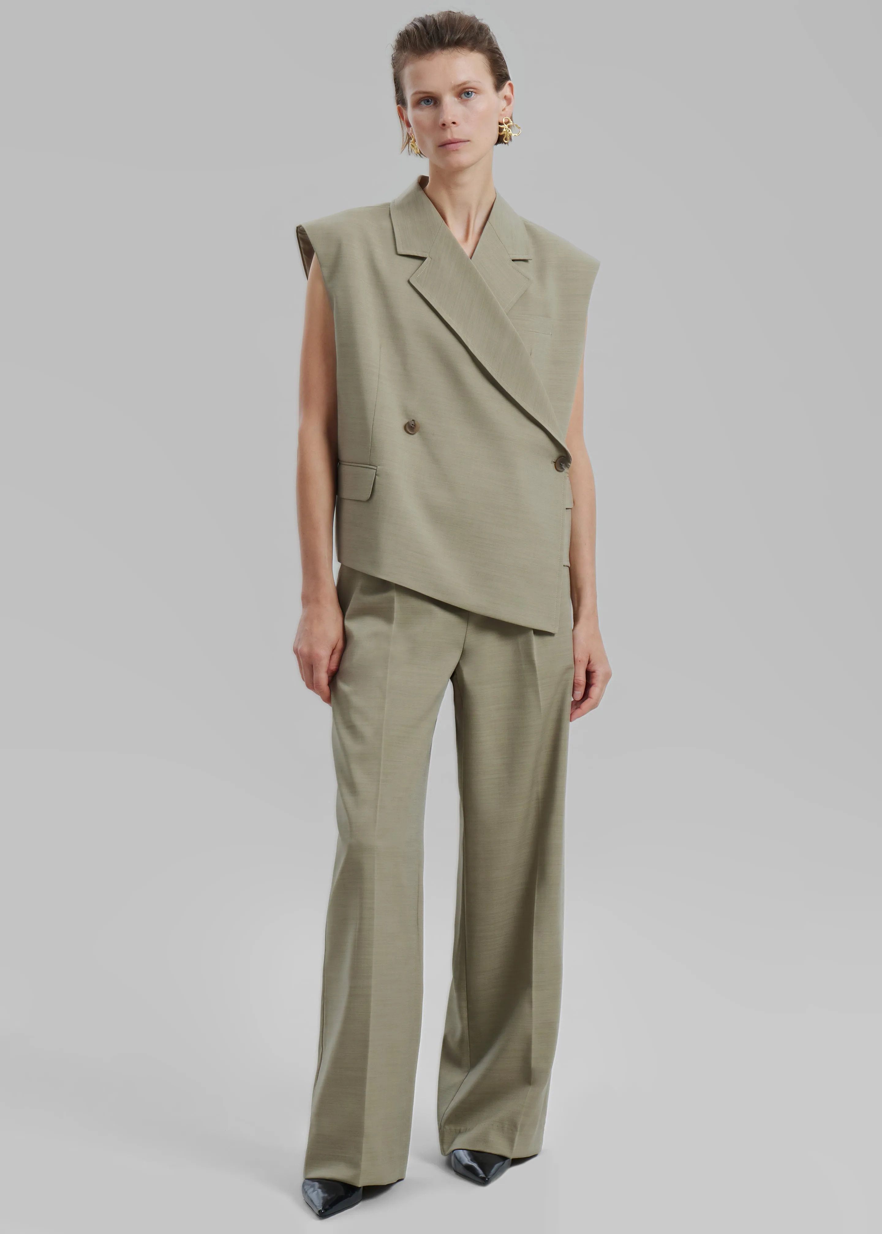 Alia Wide Leg Trousers - Beige sold by Frankie Shop product image thumbnail 3