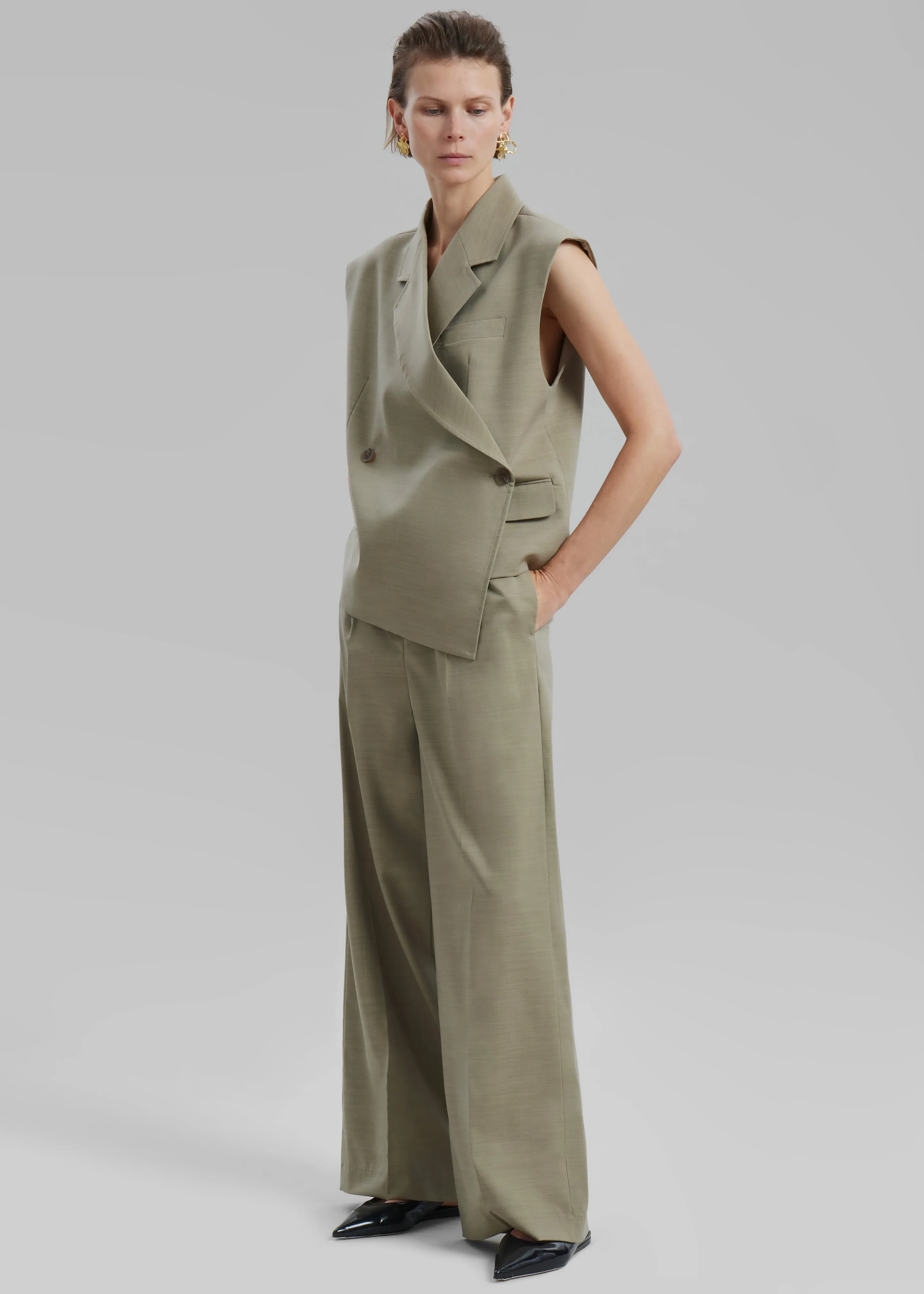 Alia Wide Leg Trousers - Beige sold by Frankie Shop product image thumbnail 5