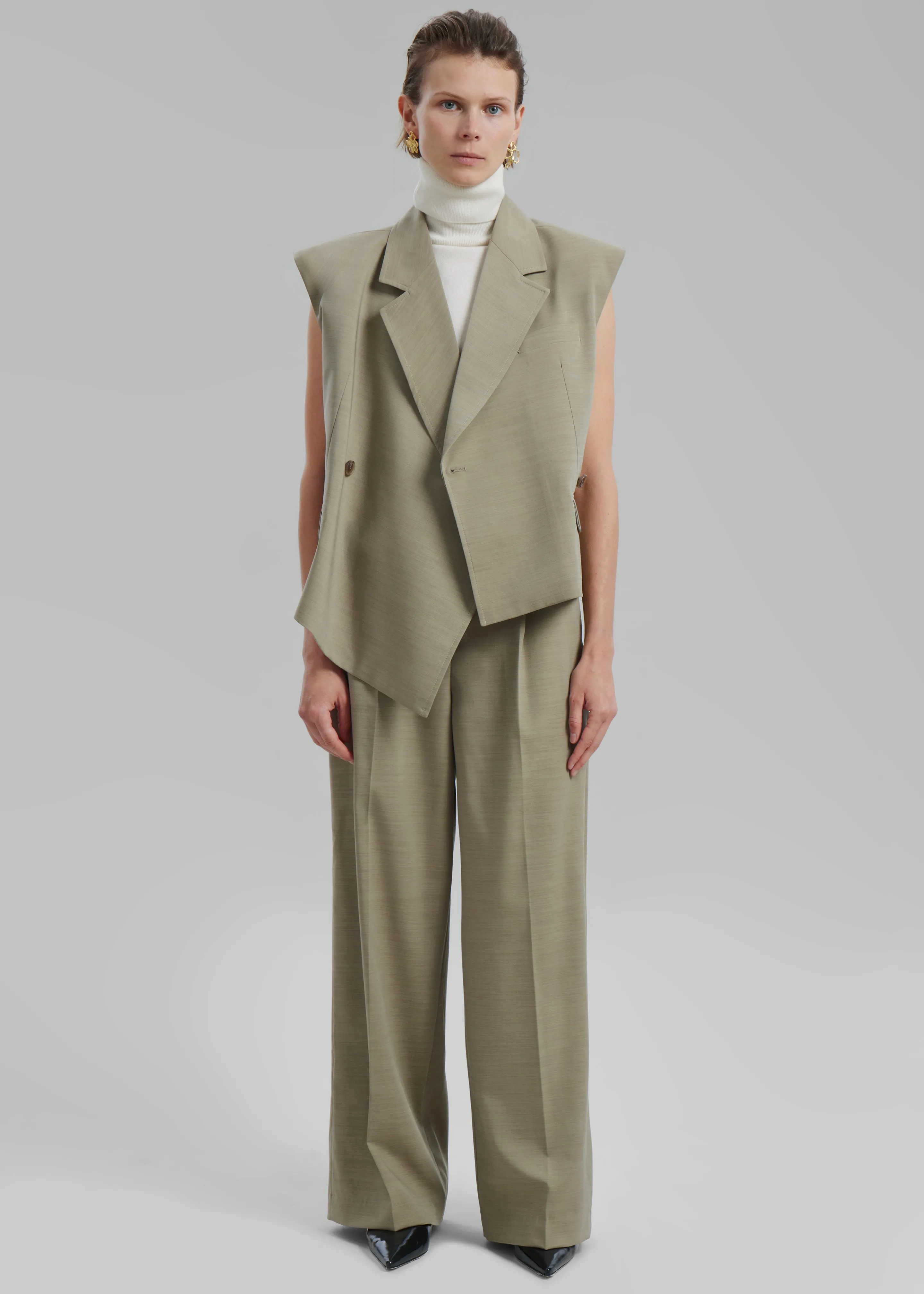 Alia Wide Leg Trousers - Beige sold by Frankie Shop