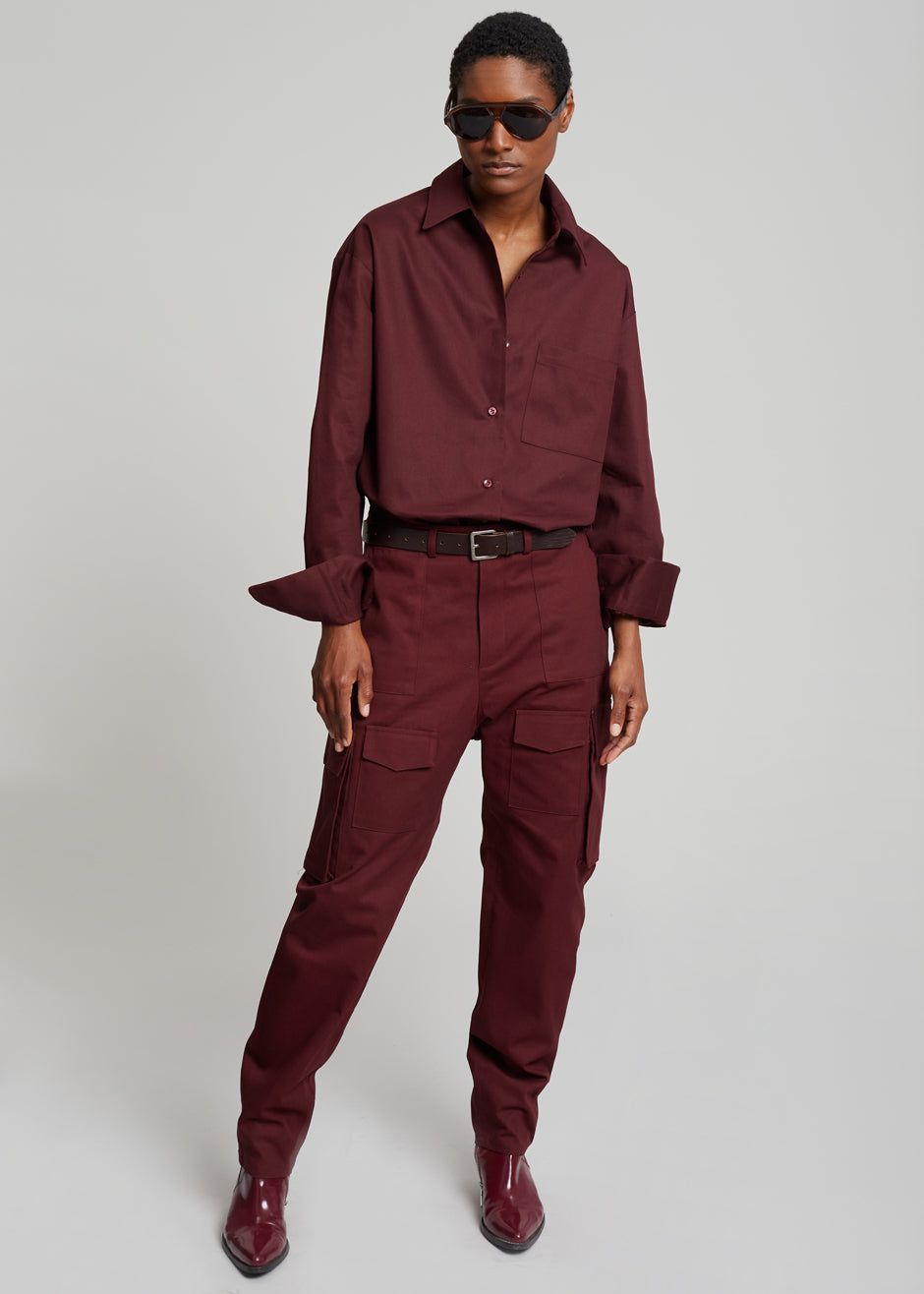 Carrie Twill Cargo Pants - Burgundy sold by Frankie Shop