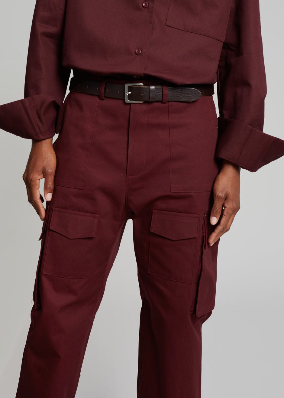 Carrie Twill Cargo Pants - Burgundy sold by Frankie Shop product image thumbnail 3