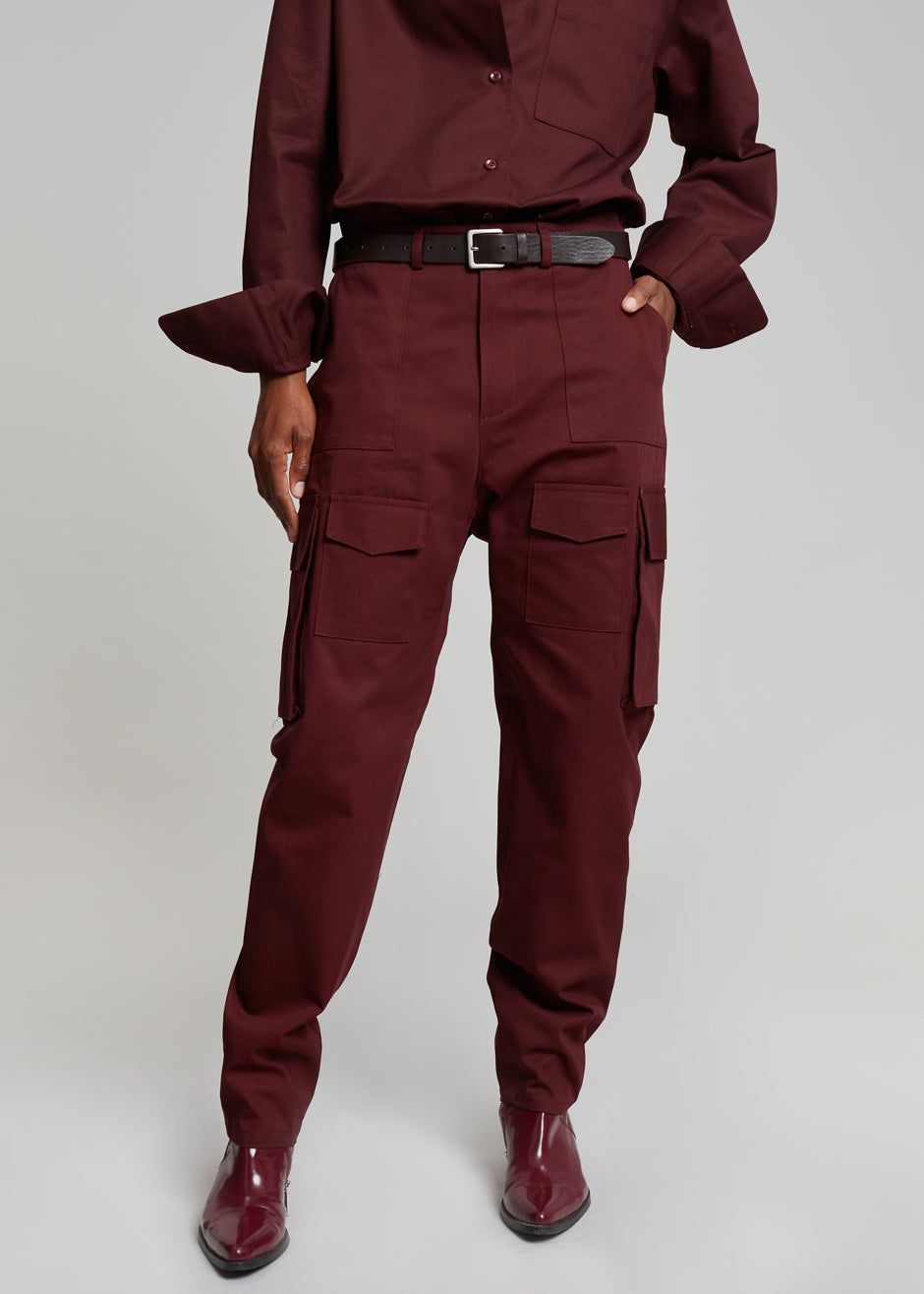 Carrie Twill Cargo Pants - Burgundy sold by Frankie Shop product image thumbnail 2