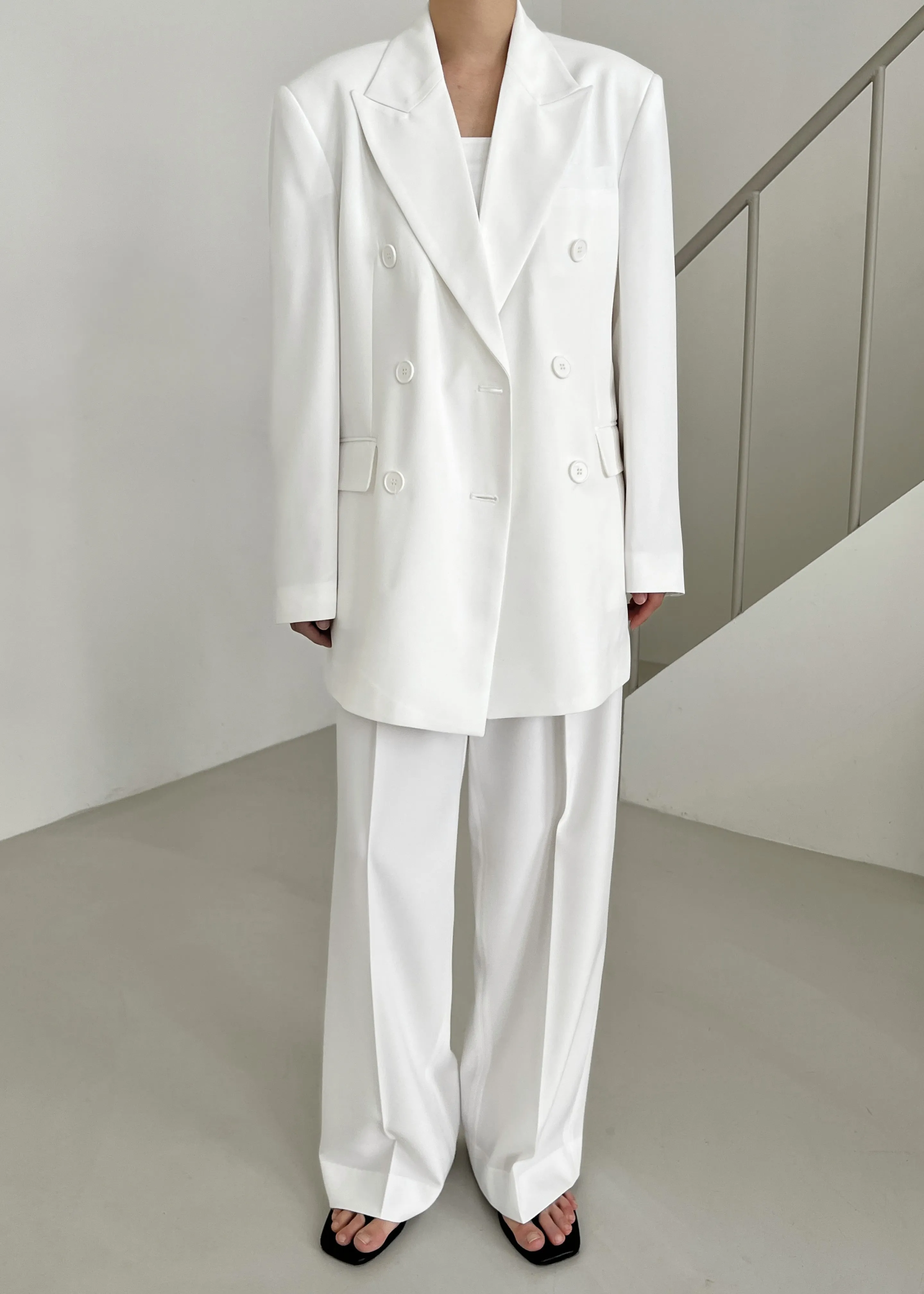 Nessi Double Breasted Blazer - White sold by Frankie Shop