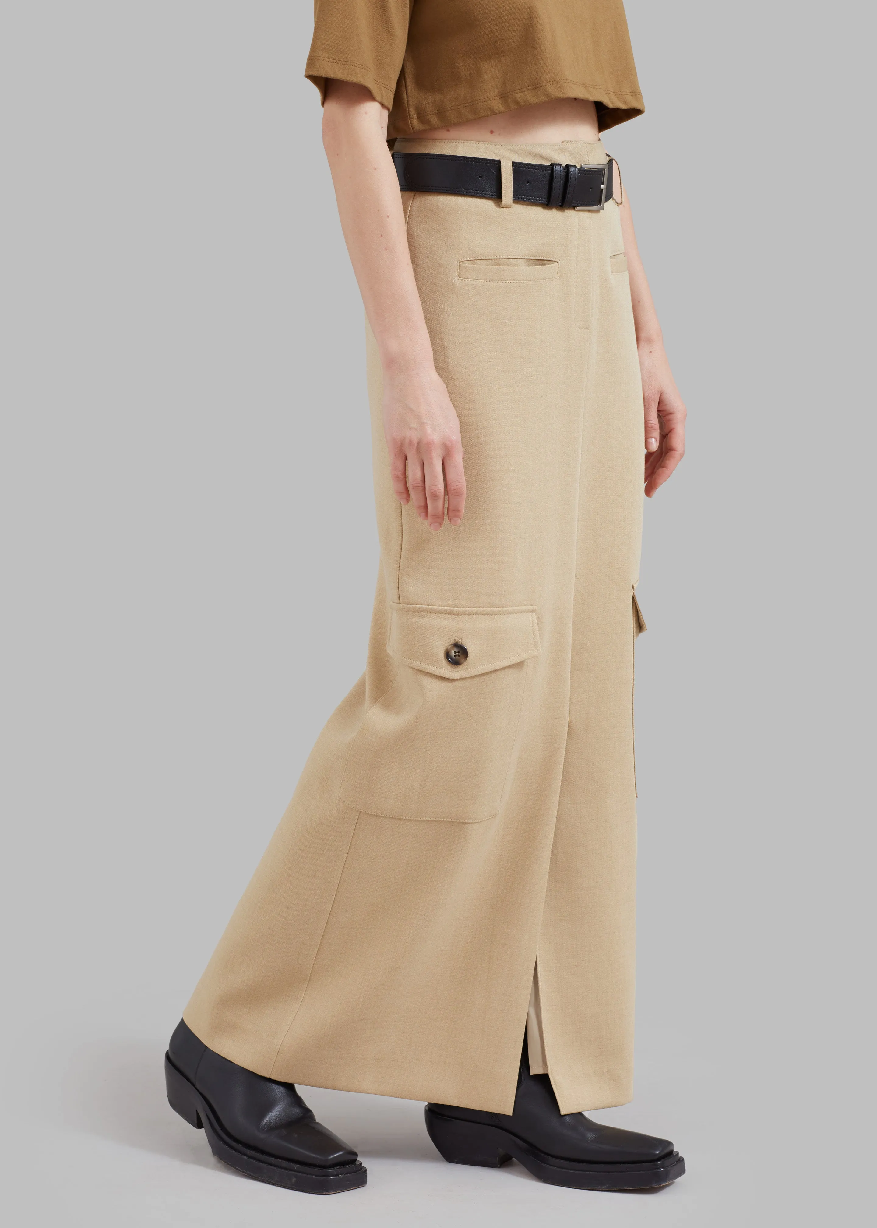 Eden Long Cargo Skirt - Beige sold by Frankie Shop product image thumbnail 4