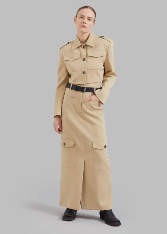 Eden Long Cargo Skirt - Beige sold by Frankie Shop
