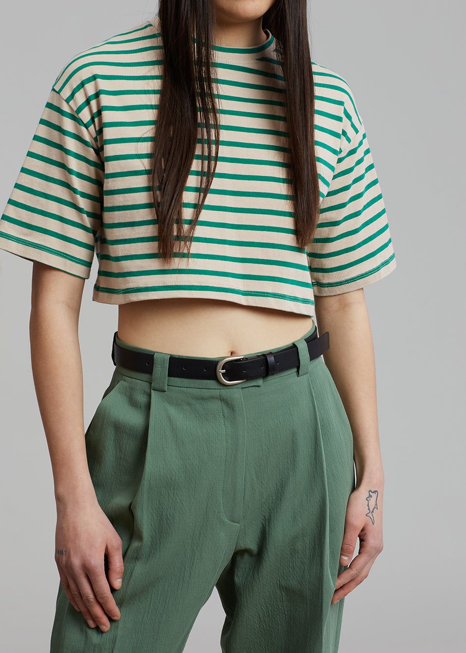 Karina Cropped T-Shirt - Green/Beige sold by Frankie Shop product image thumbnail 3