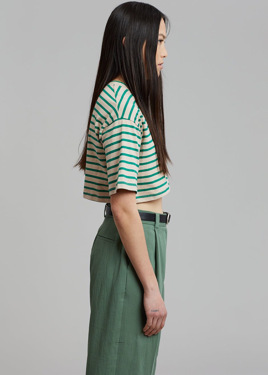 Karina Cropped T-Shirt - Green/Beige sold by Frankie Shop product image thumbnail 4