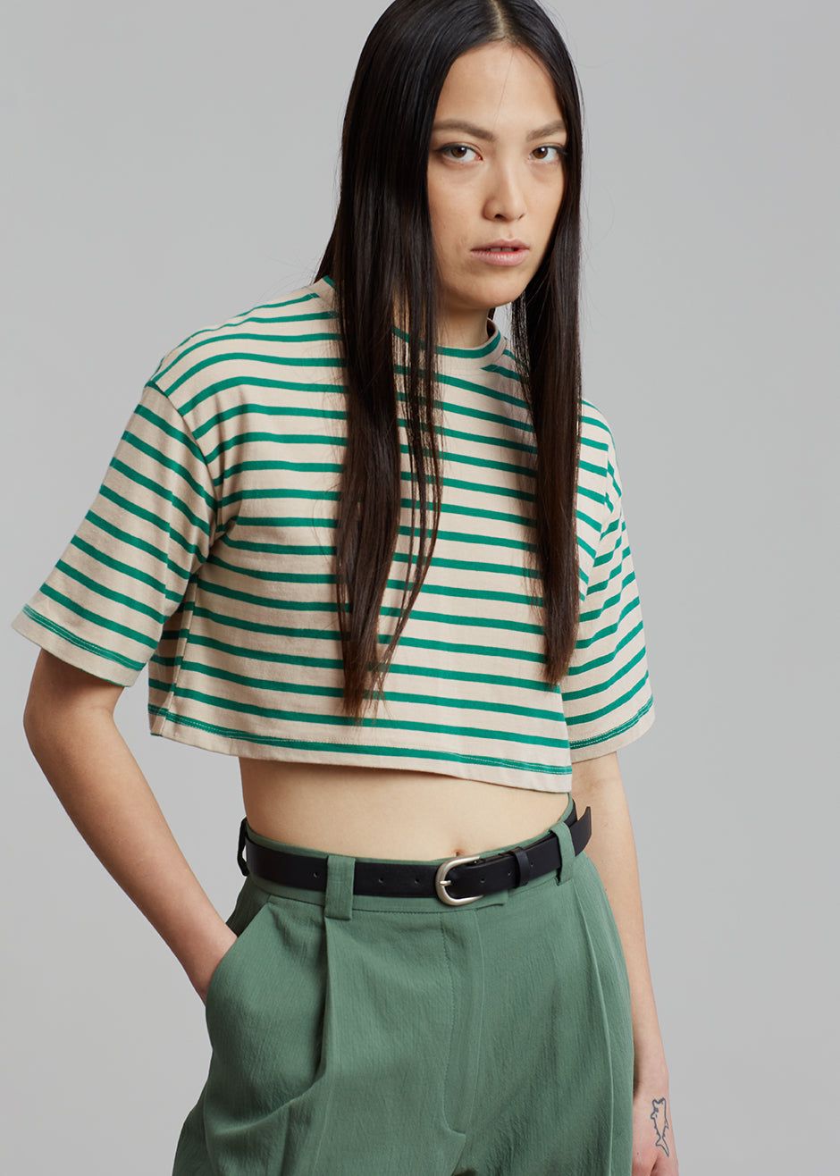Karina Cropped T-Shirt - Green/Beige sold by Frankie Shop product image thumbnail 2