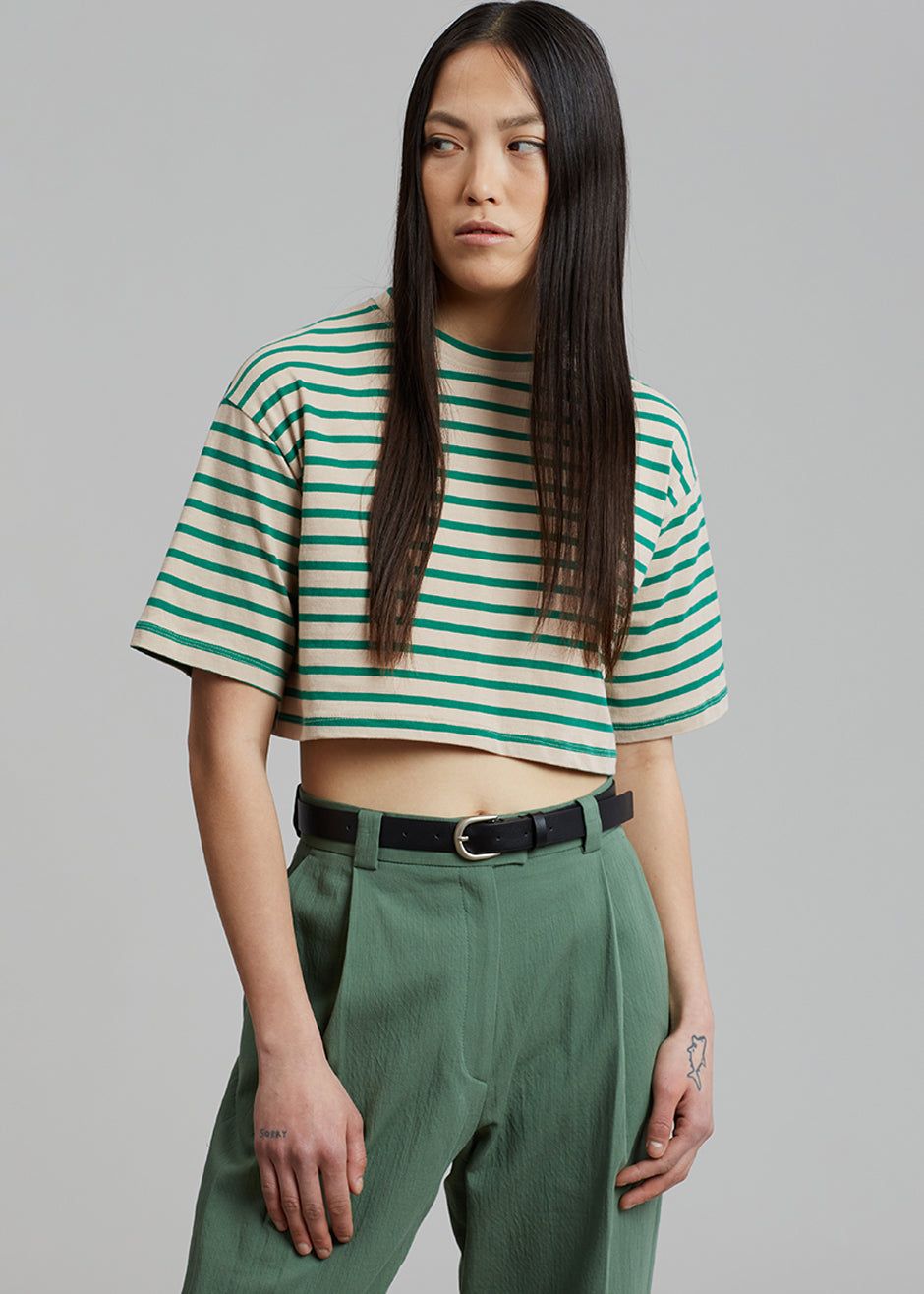 Karina Cropped T-Shirt - Green/Beige sold by Frankie Shop product image thumbnail 5