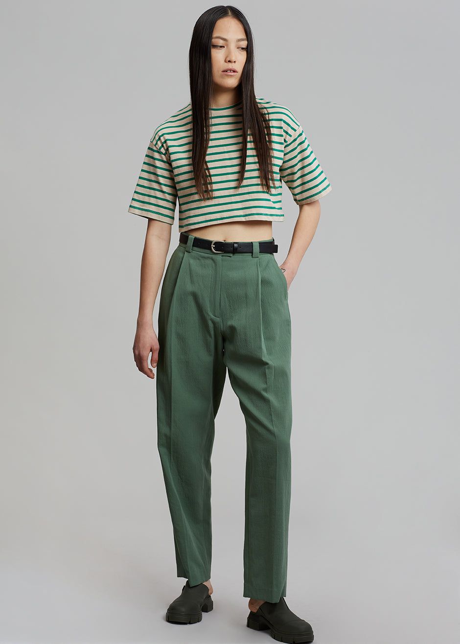 Karina Cropped T-Shirt - Green/Beige sold by Frankie Shop product image thumbnail 6